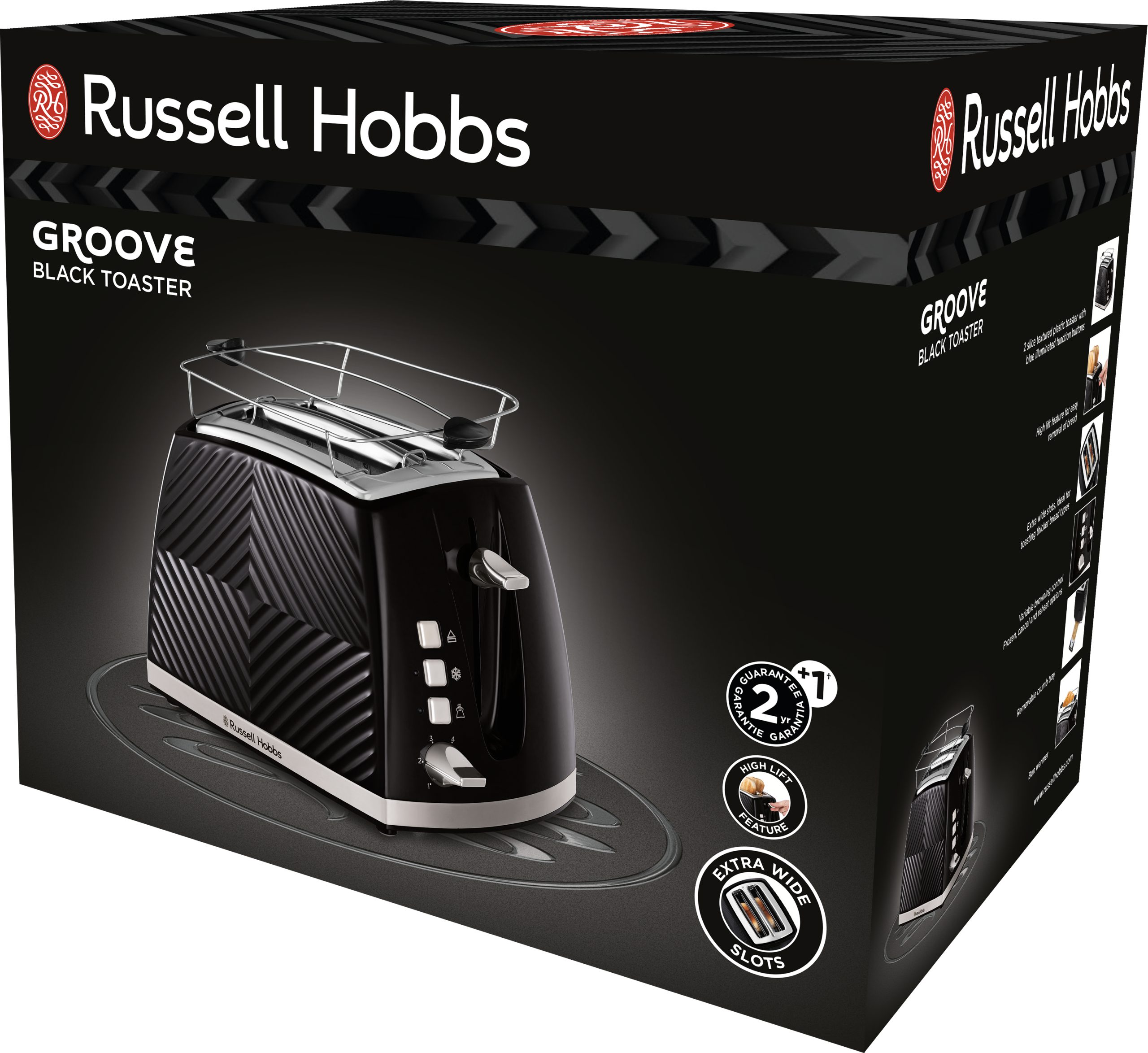 RUSSELL HOBBS 26390-56/RH Groove kétszeletes kenyérpirító, fekete – 9. kép