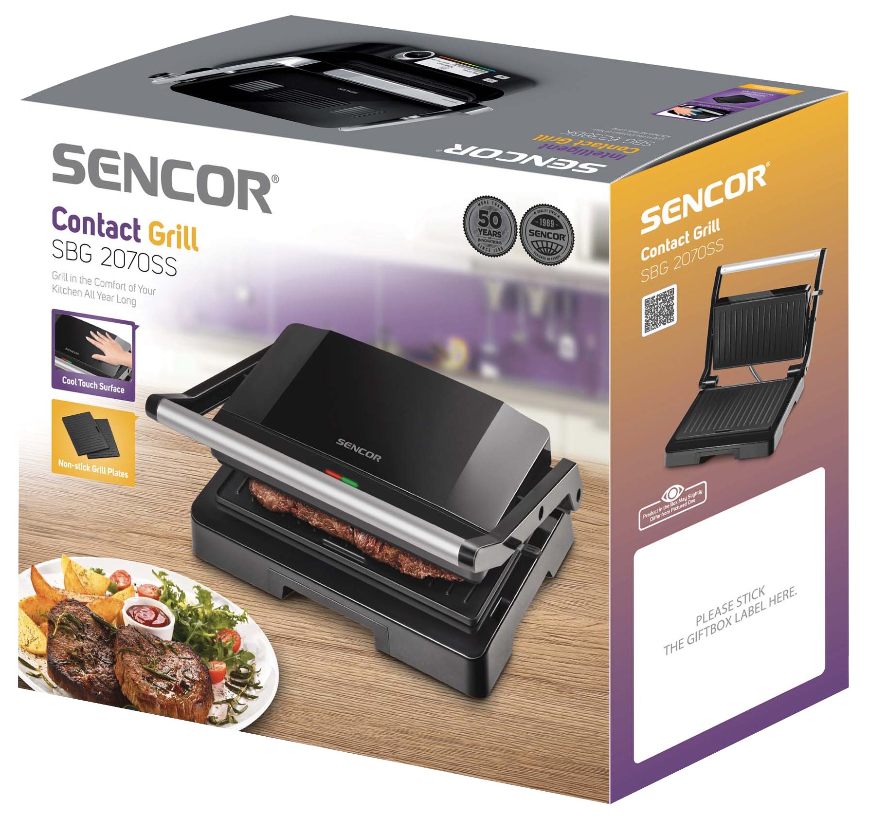 SENCOR SBG 2070SS kontaktgrill automatikus hőmérséklet-szabályozással – 5. kép