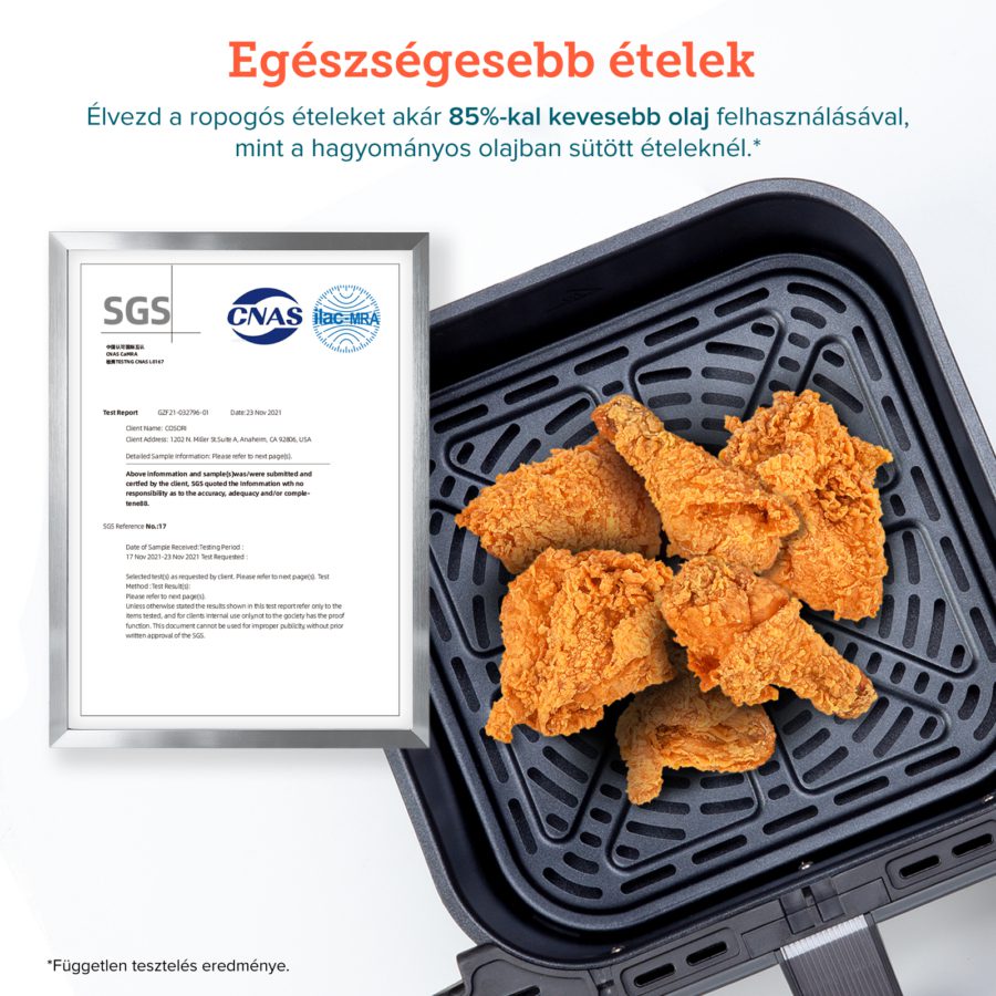 COSORI CAF-P583S-AEUR Dual Blaze 6,4 literes forrólevegős sütő, világosszürke – 12. kép