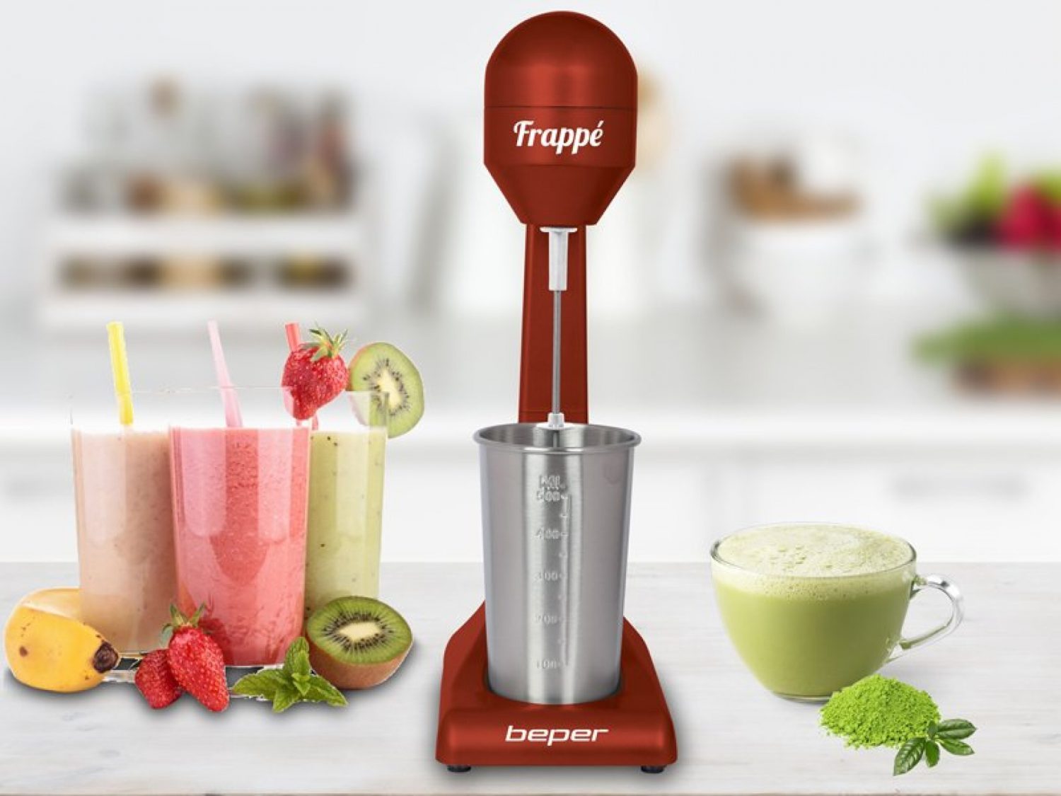 BEPER BP.690 tejhabosító és shake készítő 500 ml-es acélpohárral – 4. kép