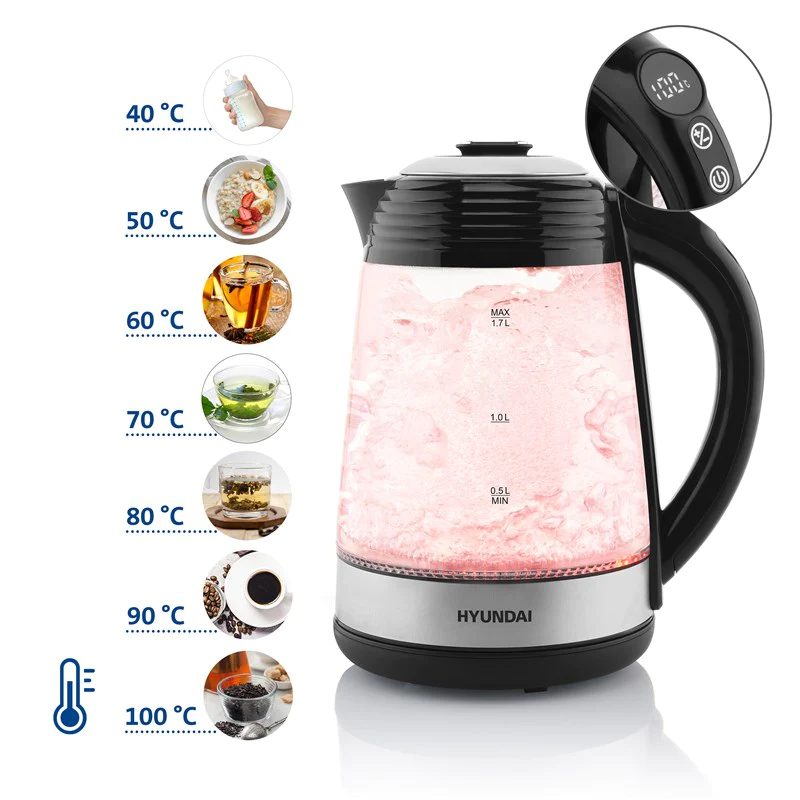 HYUNDAI VK780 vízforraló 1,7 l-es kapacitással és hőmérséklet-szabályozással – 4. kép