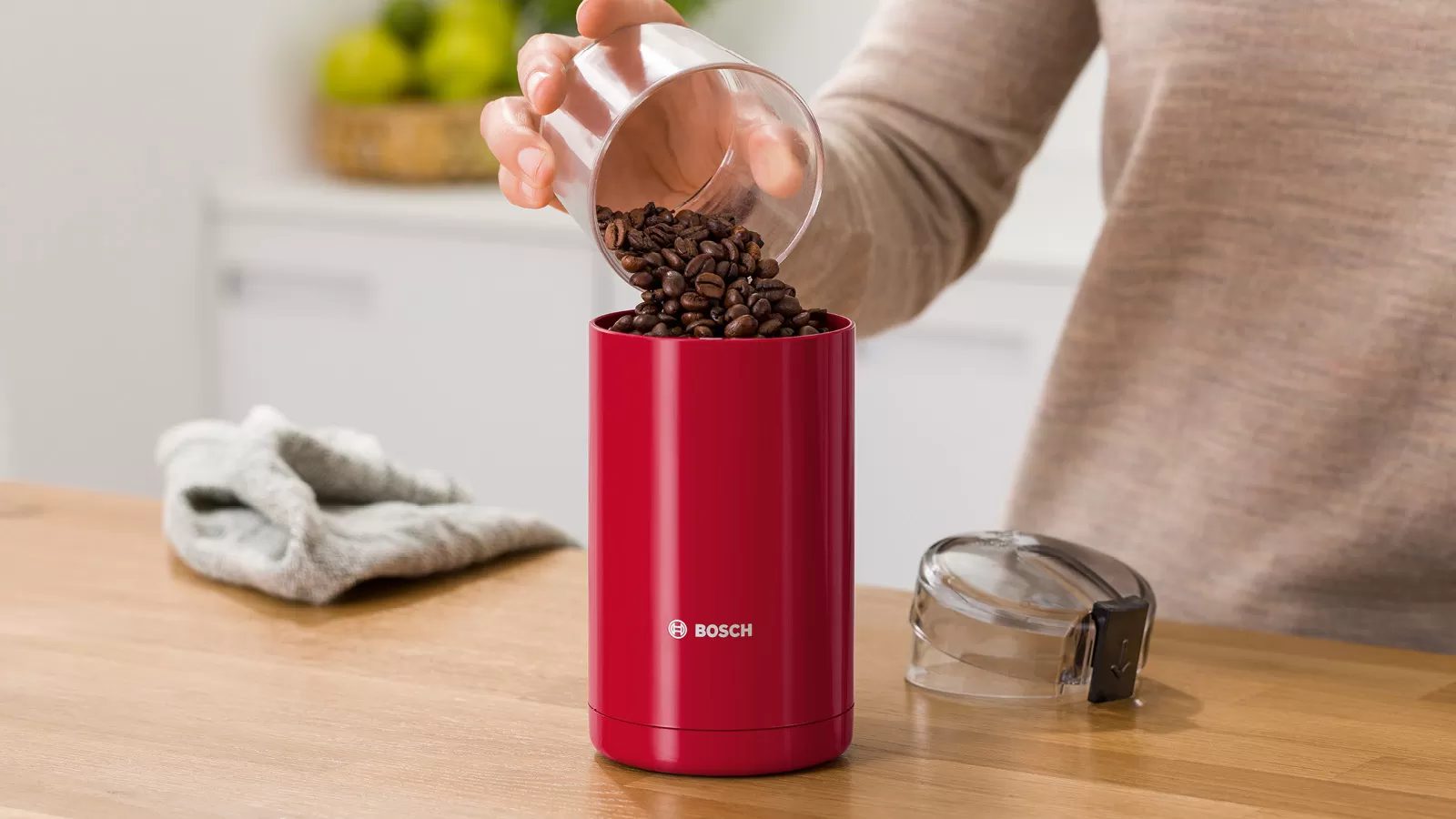 BOSCH TSM6A014R kávédaráló nemesacél pengével, 180 W, piros – 4. kép