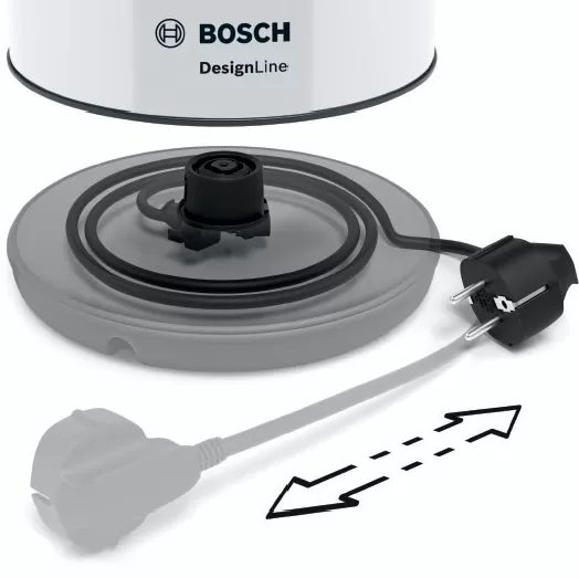 BOSCH TWK3P421 DesignLine vízforraló, 1,7 l, 2400 W, fehér nemesacél ház – 8. kép