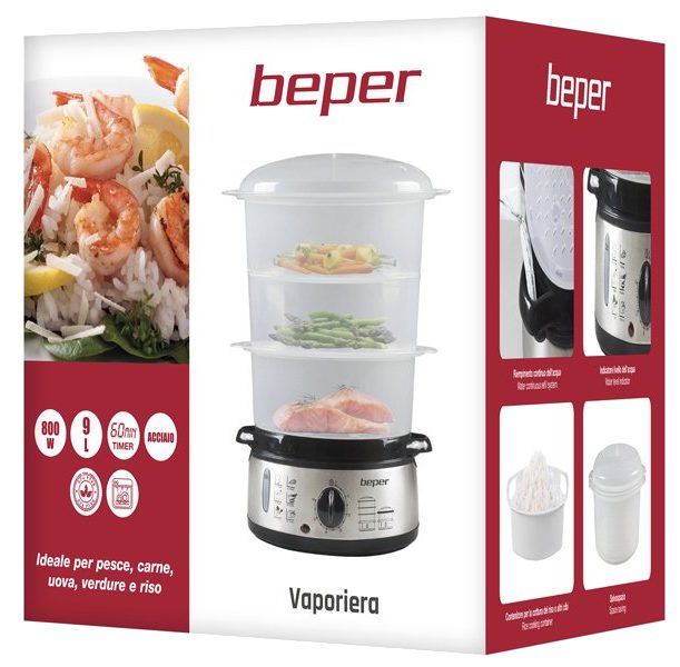 BEPER BC.250 rozsdamentes acél ételpároló 3 párolóedénnyel – 4. kép