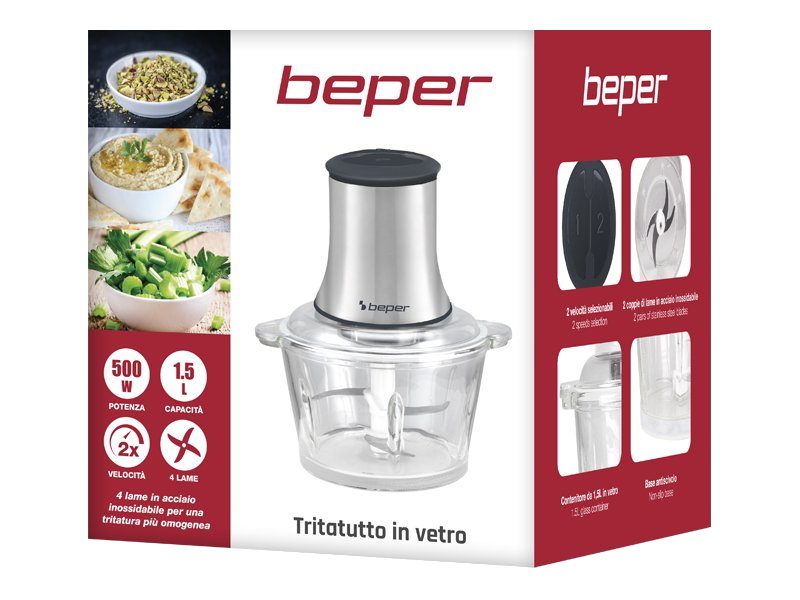 BEPER P102ROB001 konyhai aprító 1,5 literes üvegtartállyal, 500 W – 5. kép