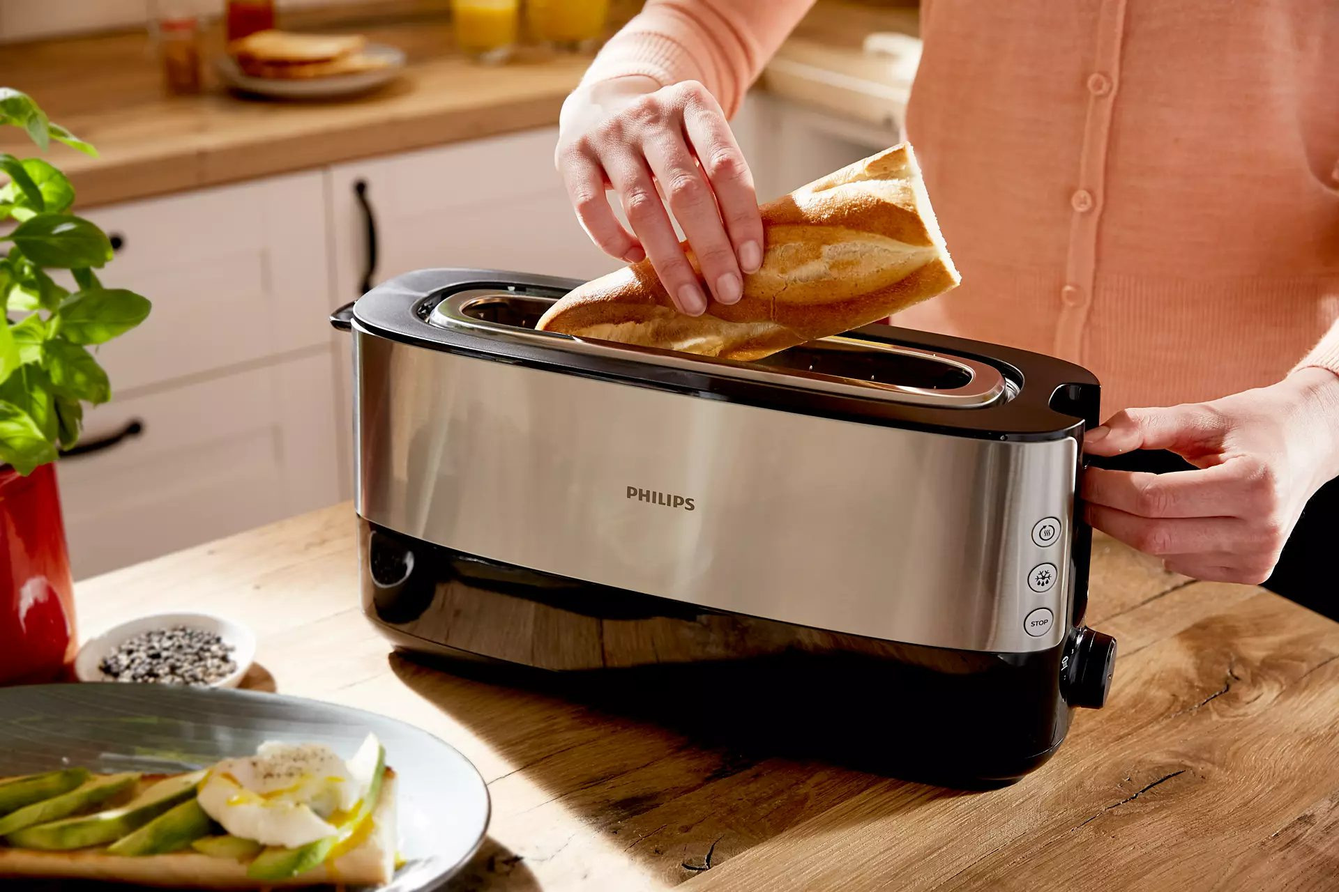 PHILIPS HD2692/90 Viva Collection 950 W-os kenyérpirító hosszú, extra széles nyílással – 2. kép