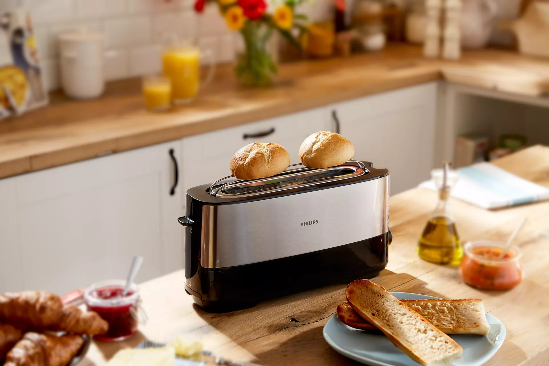 PHILIPS HD2692/90 Viva Collection 950 W-os kenyérpirító hosszú, extra széles nyílással – 6. kép