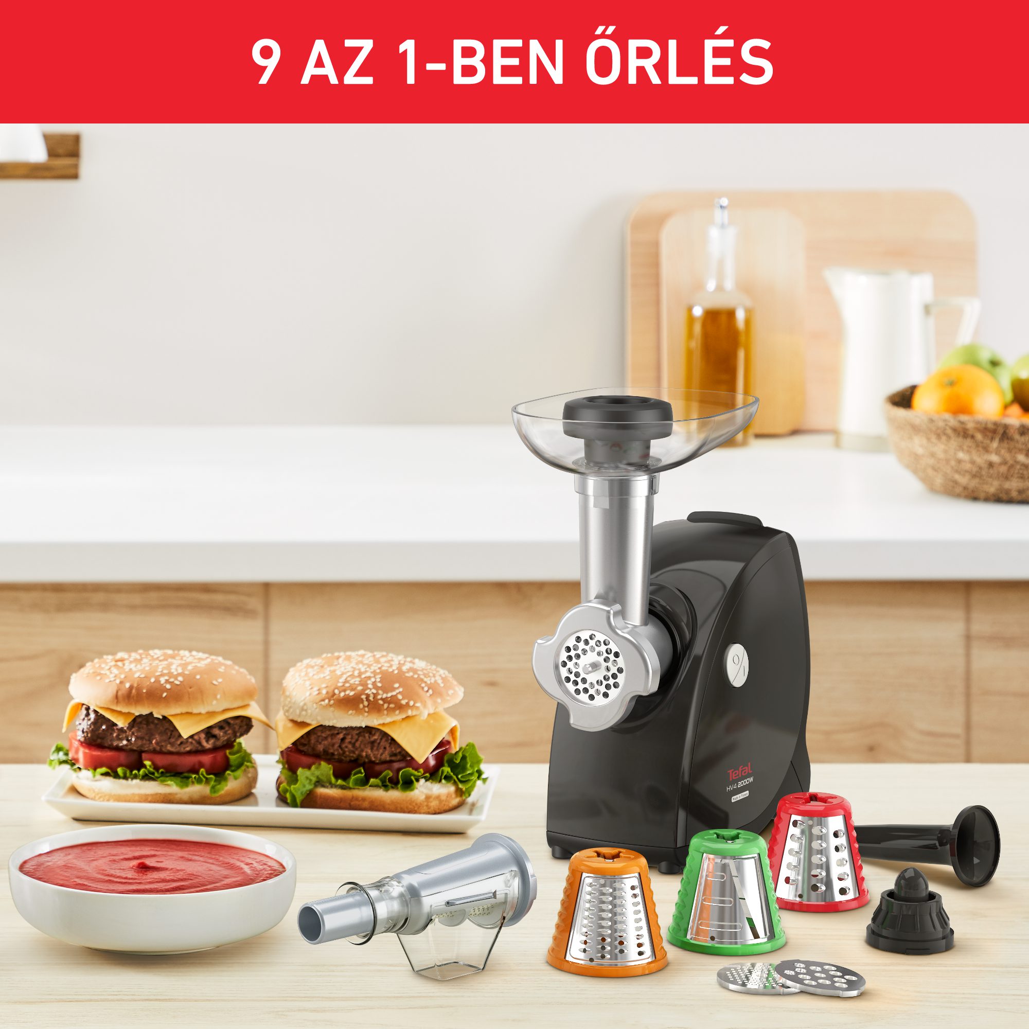 TEFAL NE477838 fekete 9 az 1-ben húsdaráló – 3. kép