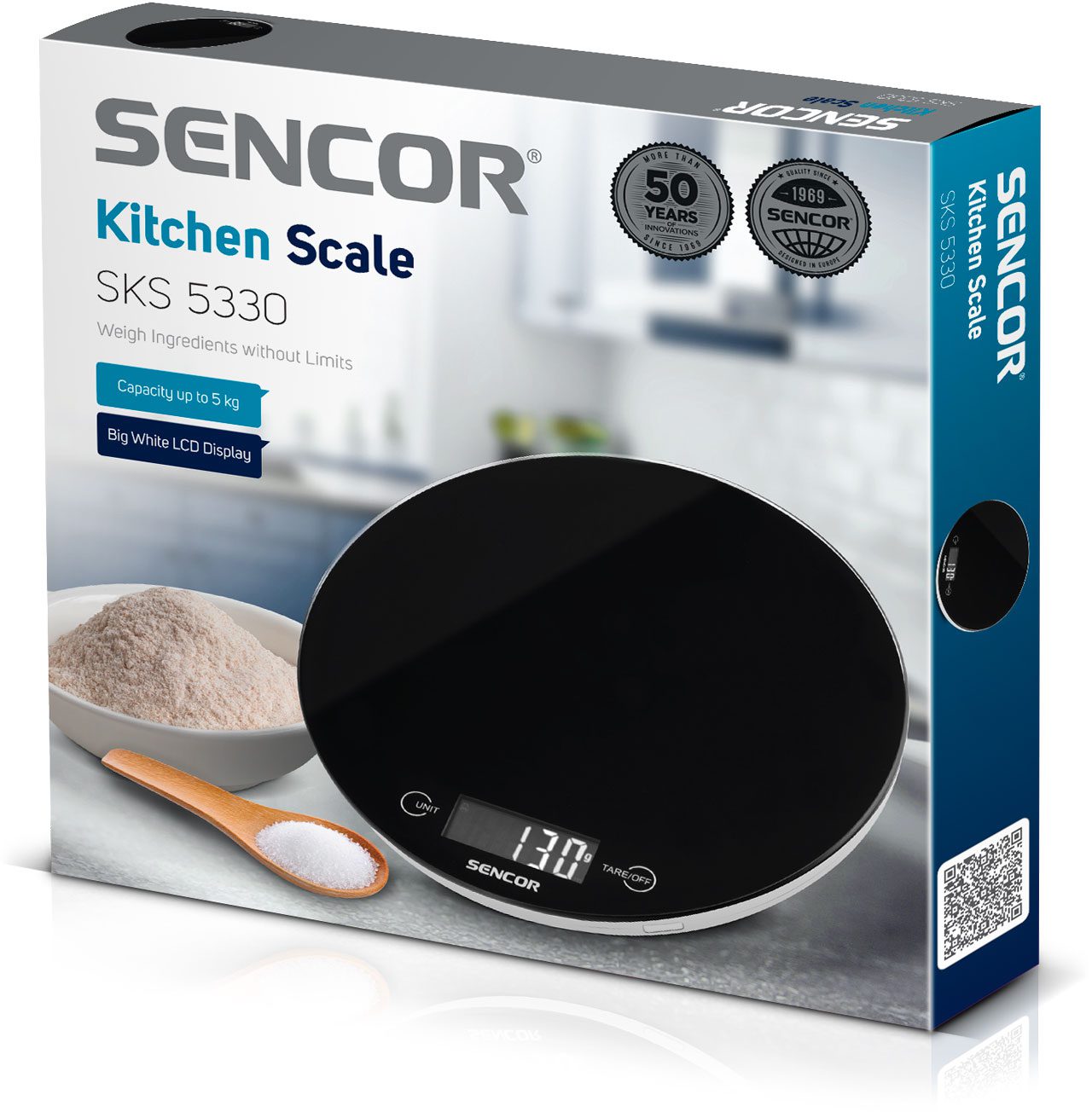 SENCOR SKS 5330 digitális konyhai mérleg, 5 kg, fekete-fehér – 4. kép