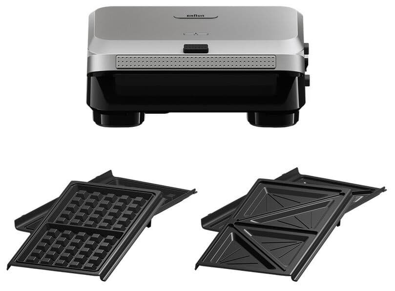 BRAUN SM5005 szendvics- és gofrisütő cserélhető lapokkal, 800 W, ezüst/fekete – 3. kép