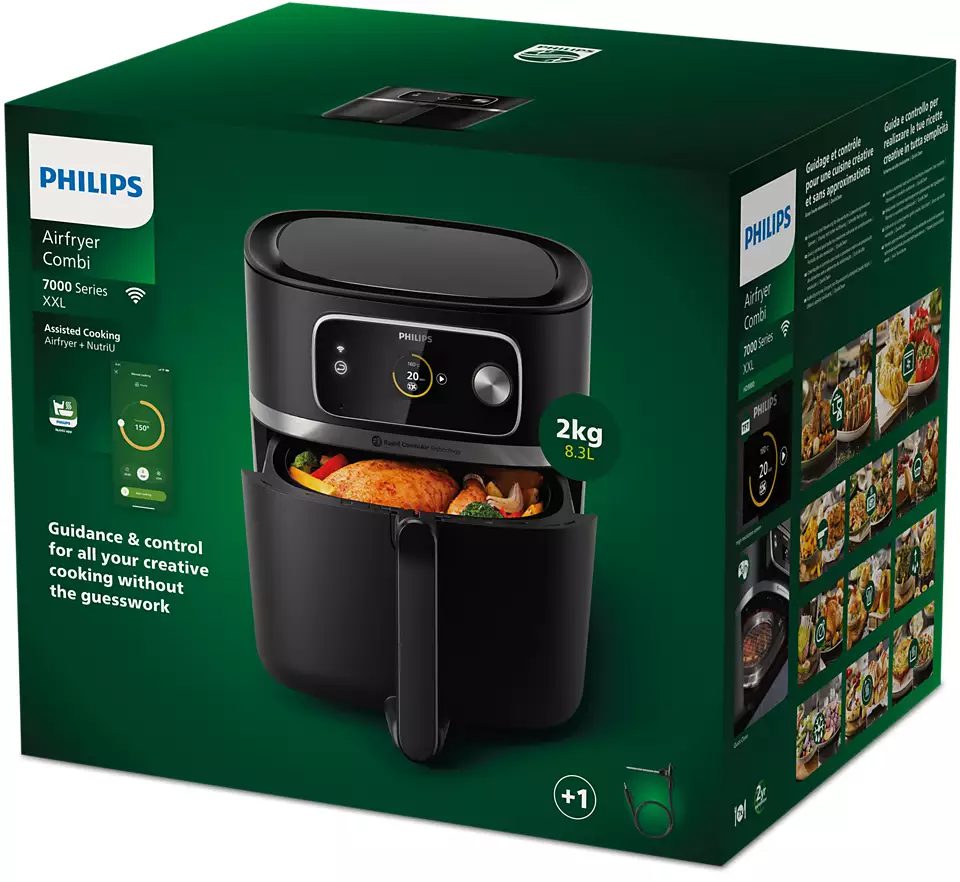 PHILIPS 7000 Series HD9880/90 8,3 literes Wi-Fi-s forrólevegős sütő húshőmérővel – 12. kép