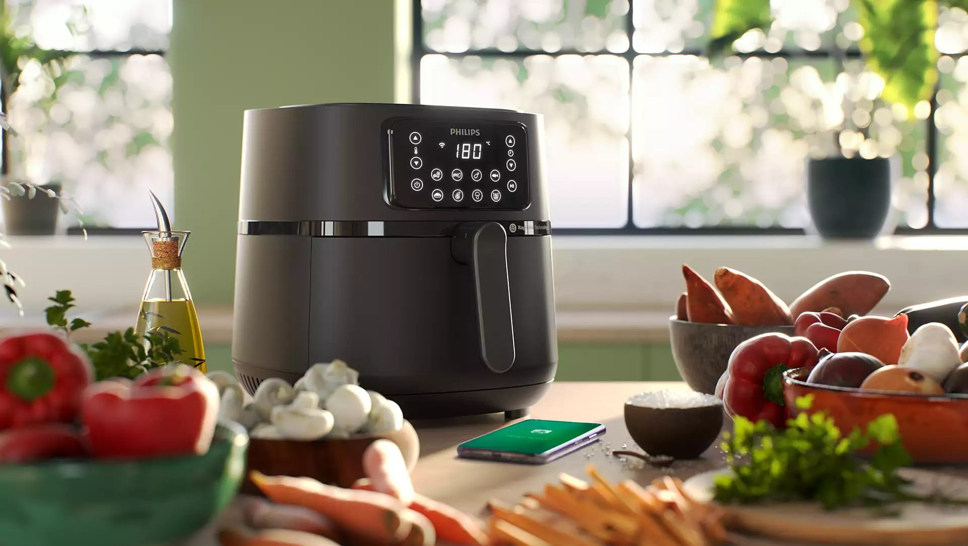 PHILIPS 5000 Series HD9285/93 csatlakoztatható forrólevegős sütő 7,2 l-es sütőedénnyel – 3. kép