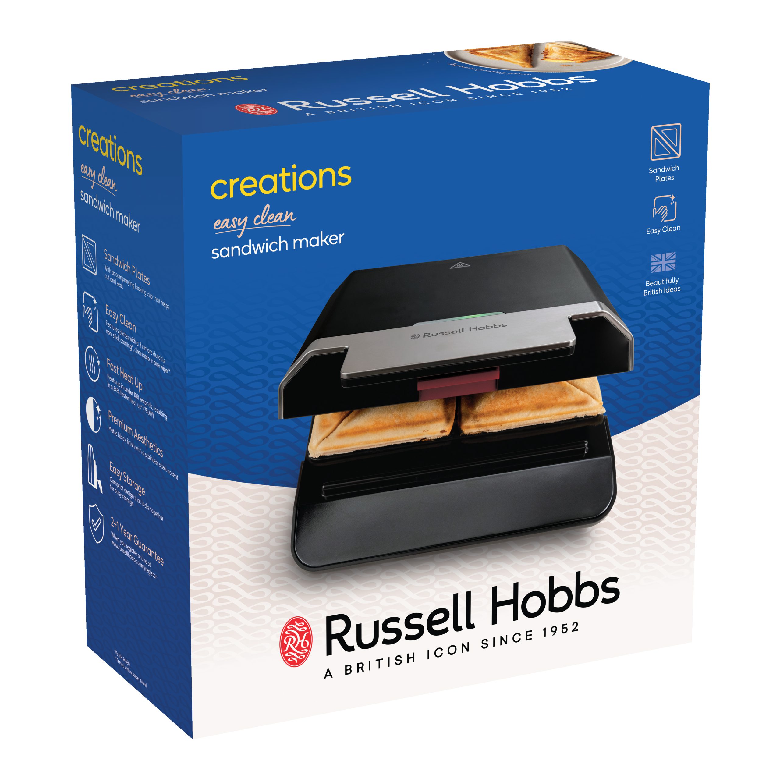 RUSSELL HOBBS 26800-56/RH Creations Easy Clean fekete szendvicssütő – 14. kép