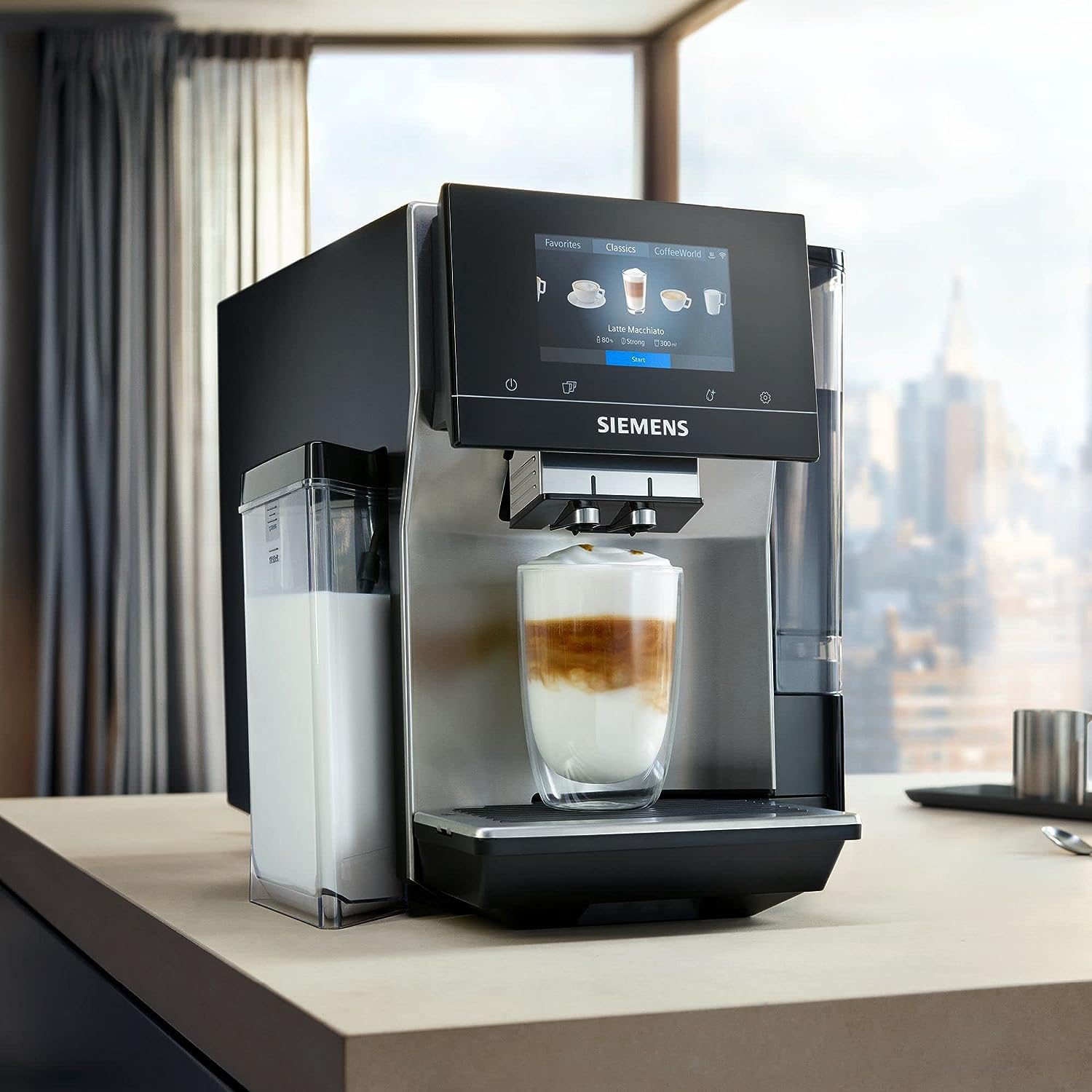 SIEMENS TQ707R03 automata presszókávéfőző integrált tejhabosítóval, fekete – 2. kép