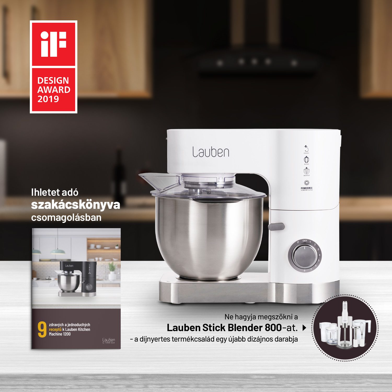 LAUBEN LBNKM1200WT konyhai robotgép 5,5 literes tállal, 1200 W teljesítménnyel – 7. kép