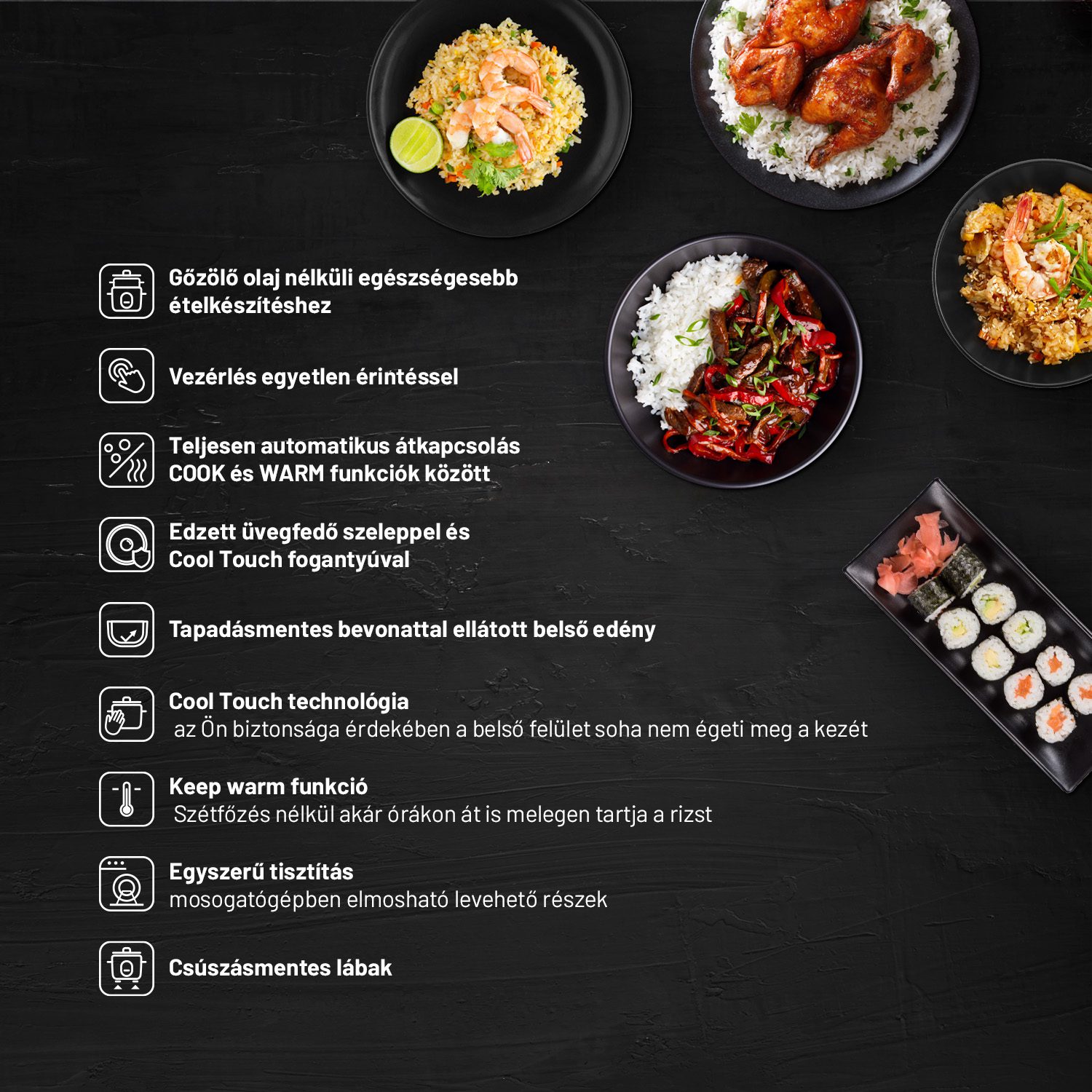 LAUBEN Rice Cooker 600BC multifunkciós rizsfőző és gőzölő, 0,6 l, 300 W – 3. kép