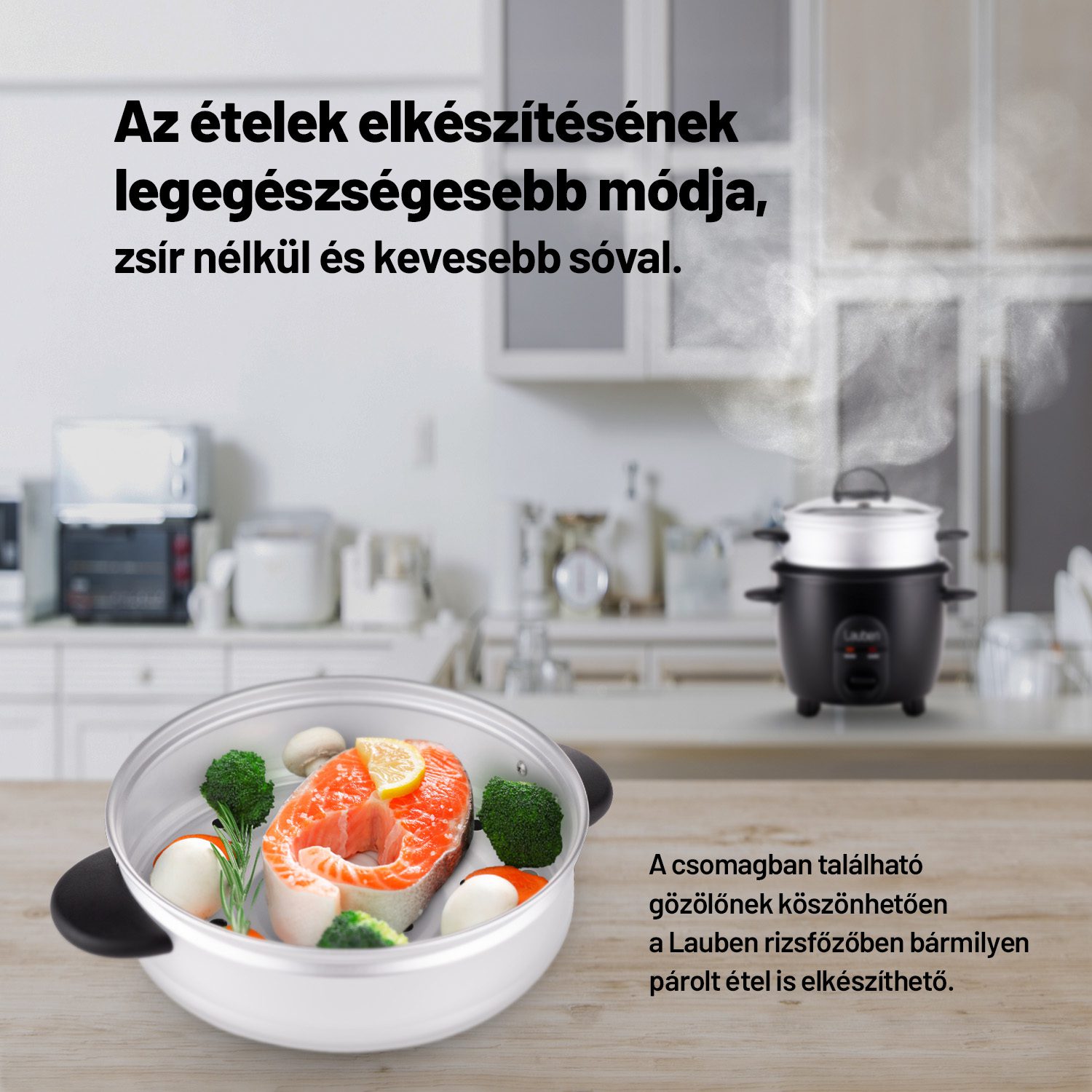 LAUBEN Rice Cooker 600BC multifunkciós rizsfőző és gőzölő, 0,6 l, 300 W – 5. kép