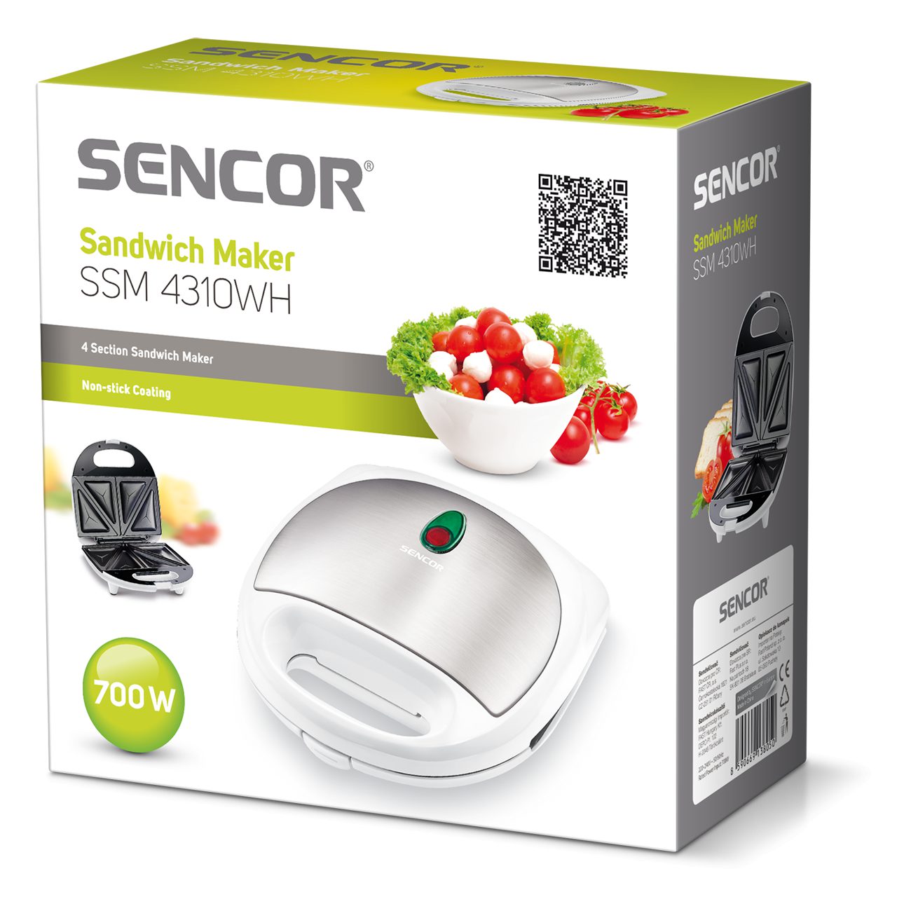 SENCOR SSM 4310WH automata hőfok-szabályozású szendvicssütő – 3. kép