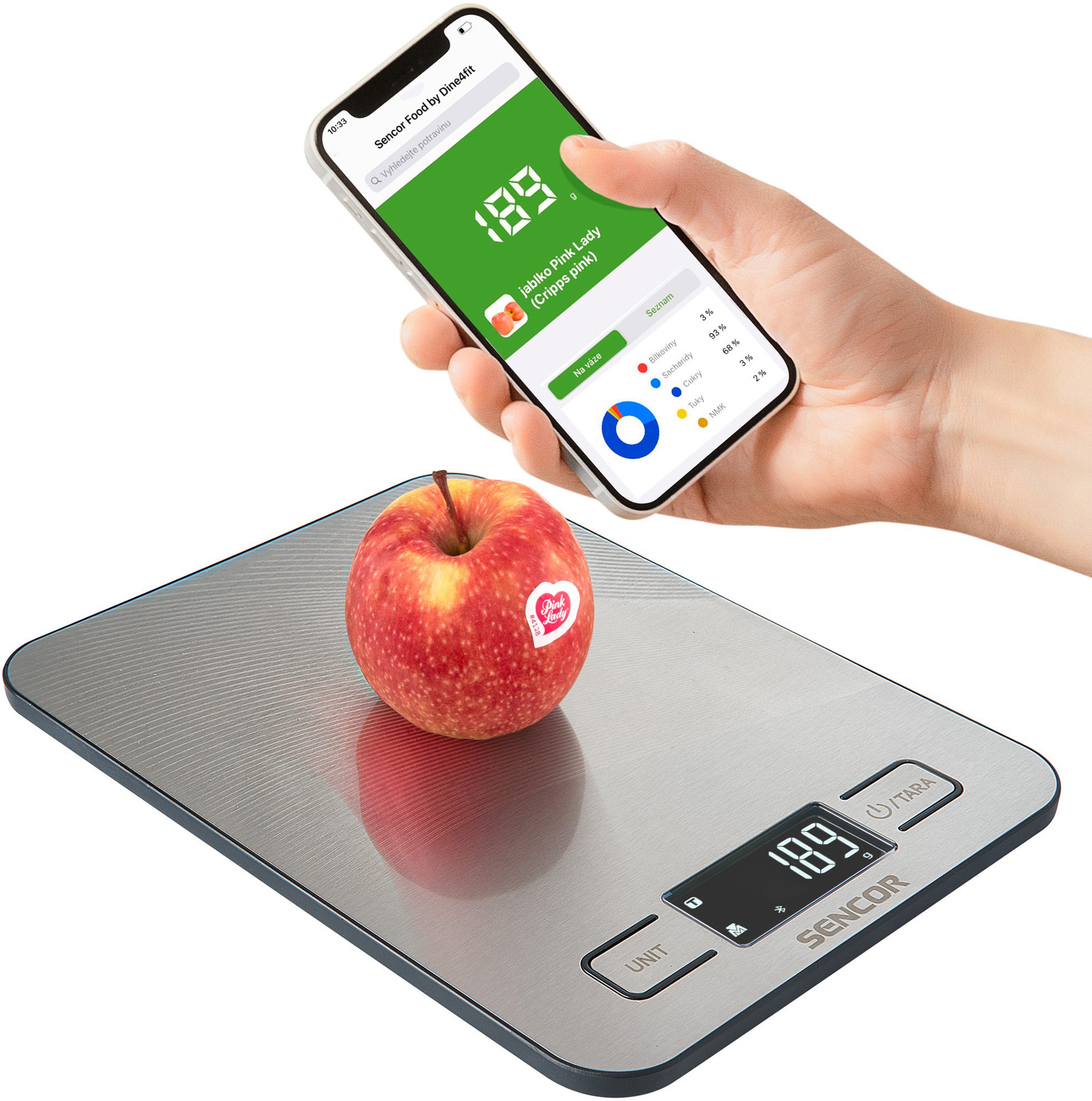 SENCOR SKS 8080 intelligens konyhai mérleg Bluetooth-kapcsolattal, szürke – 6. kép