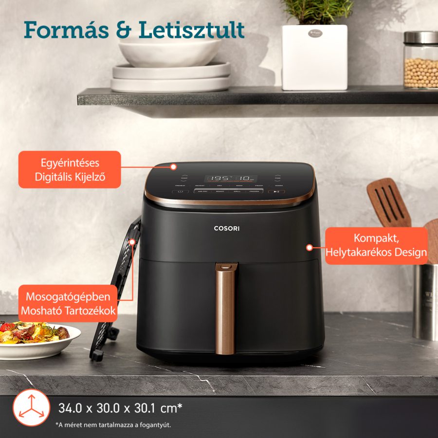 COSORI CAF-DC602-KEUR Turbo Blaze 6 literes air fryer, 1725 W, fekete – 6. kép