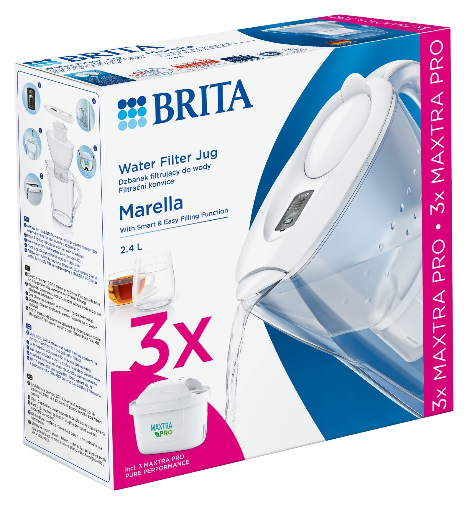 BRITA BR1052791 Marella Cool vízszűrő kancsó 3 patronnal, 2,4 l – 4. kép