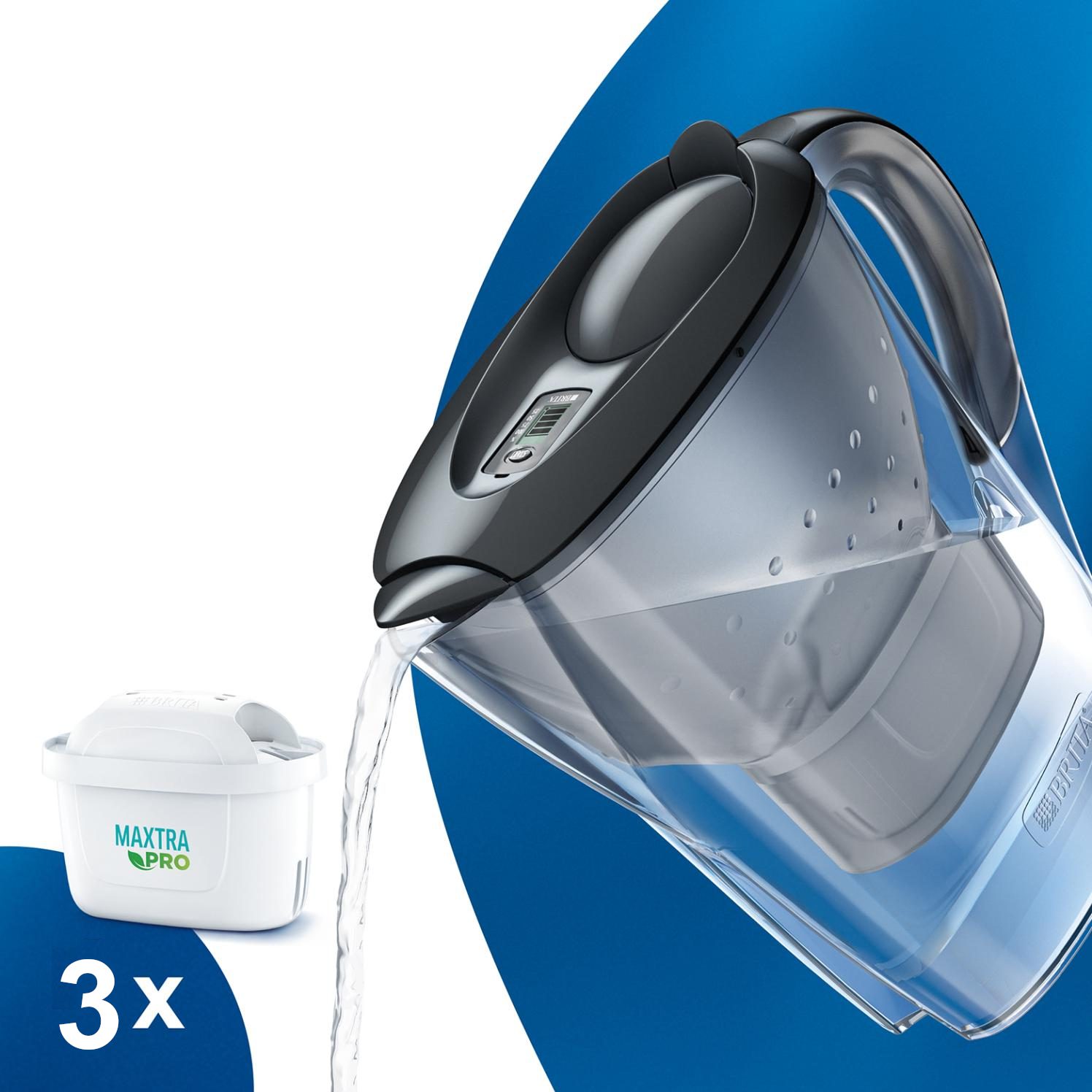 BRITA Marella Cool BR1052796 vízszűrő kancsó, 2,4 l, 3 Maxtra PRO patronnal, szürke – 2. kép