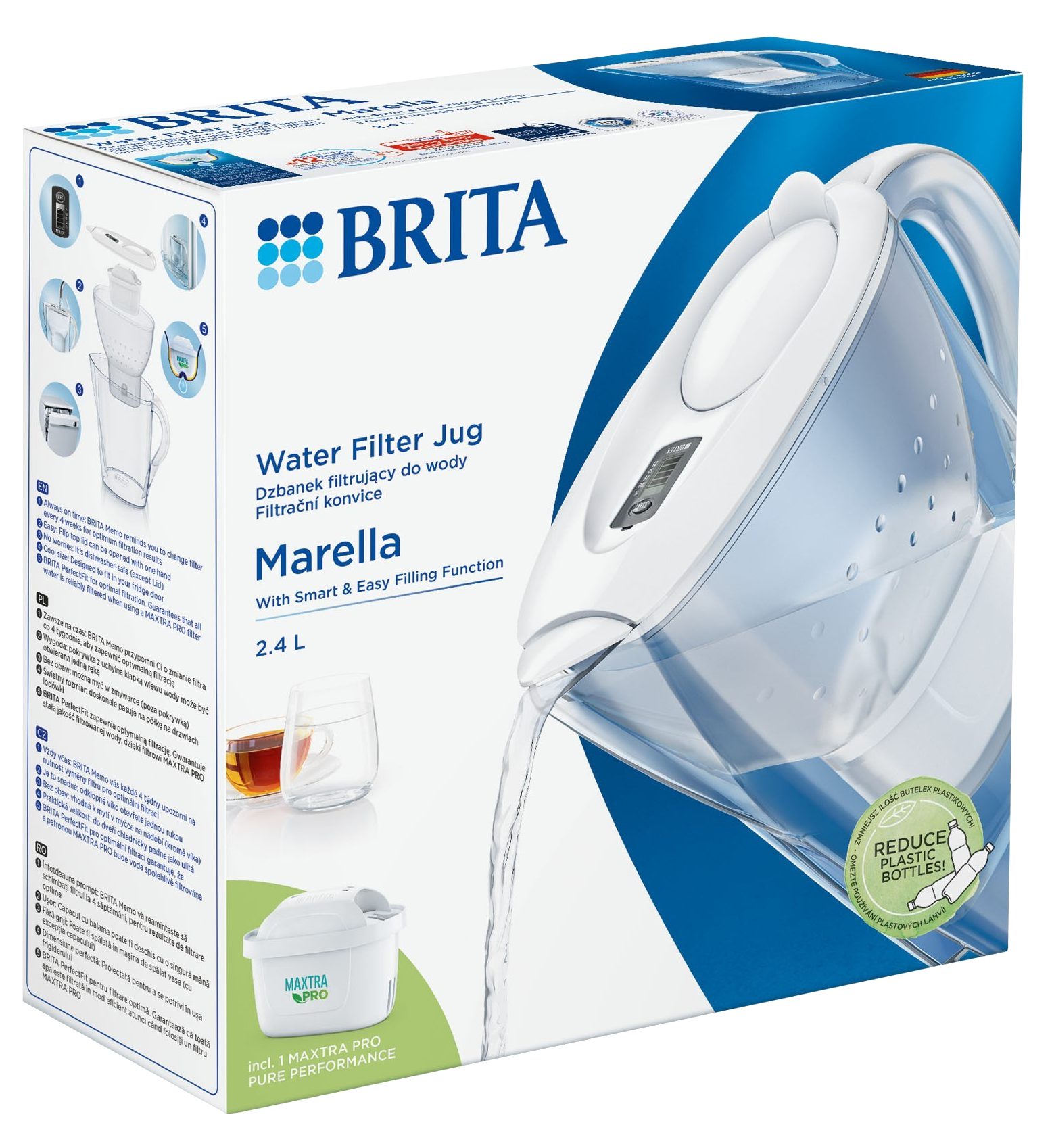 BRITA Marella Cool vízszűrő kancsó 2,4 l, MAXTRA PRO patronnal, fehér (BR1052789) – 4. kép
