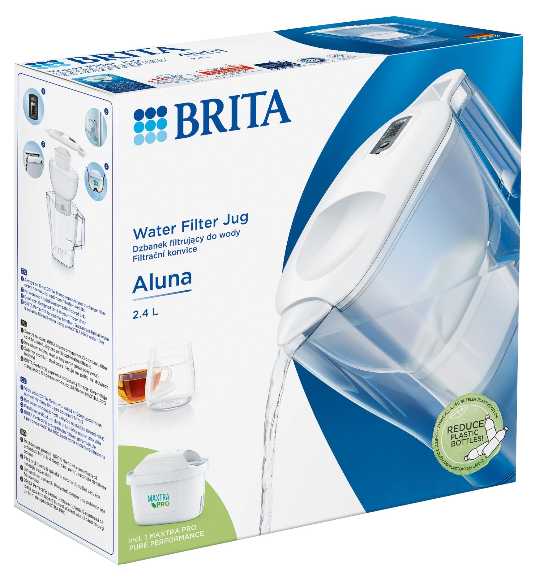 BRITA Aluna Cool vízszűrő kancsó MAXTRA PRO szűrőpatronnal, 2,4 l, fehér (BR1052801) – 4. kép