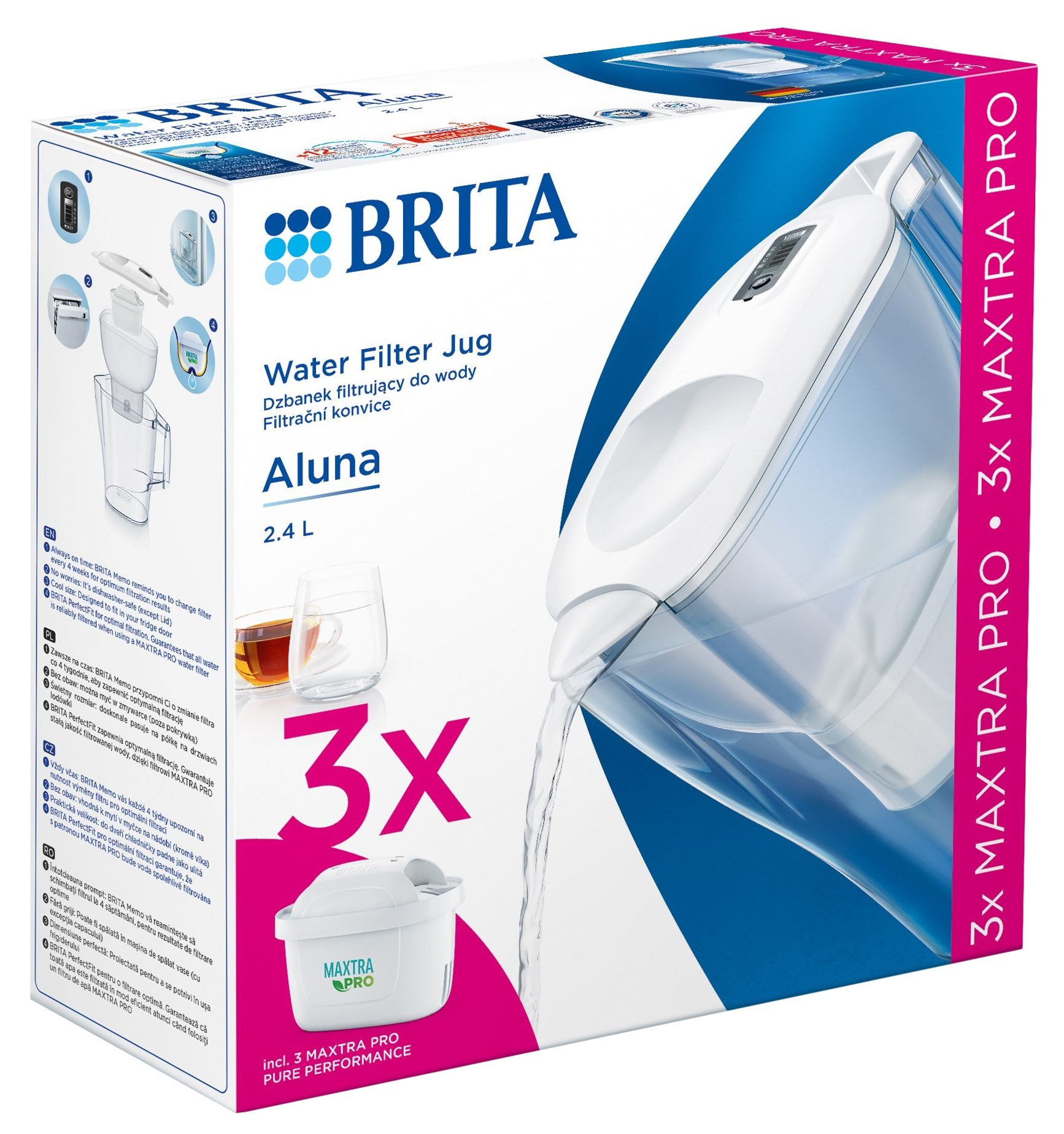 BRITA Aluna Cool BR1053554 vízszűrő kancsó 3 Maxtra PRO patronnal, 2,4 l – 4. kép