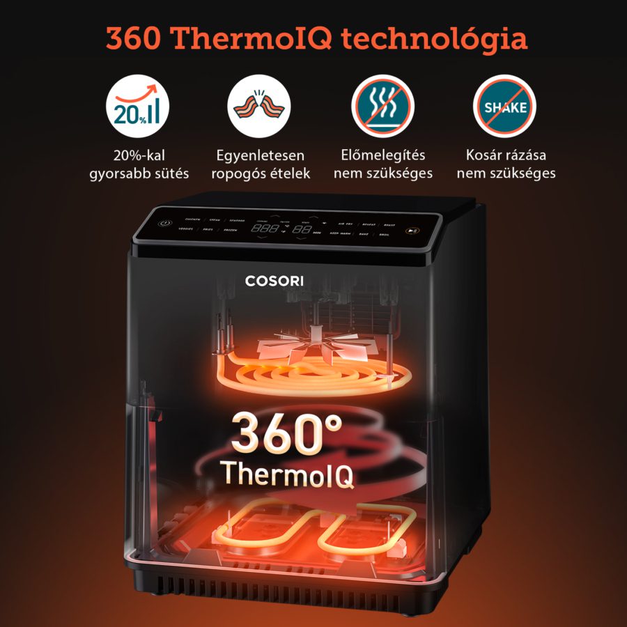 COSORI CAF-P681S-KEUR DualBlaze 6,4 literes okos forrólevegős sütő, 1700 W, sötétszürke – 3. kép