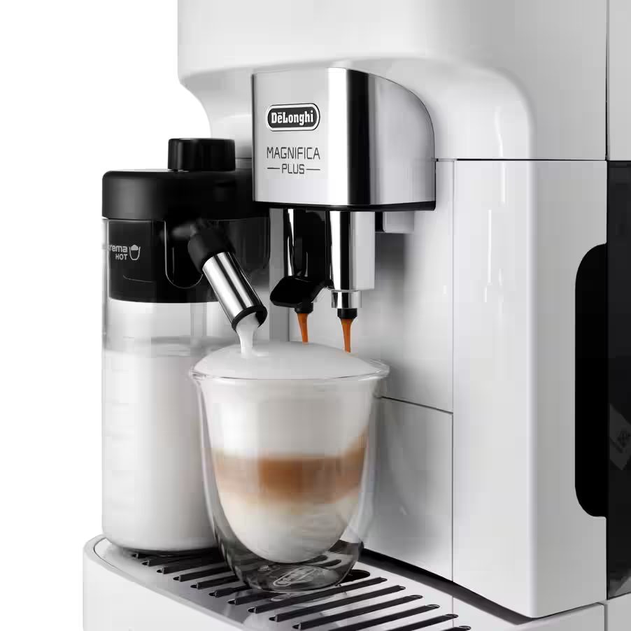 DE-LONGHI Magnifica Plus ECAM320.60.W automata kávéfőző kivehető tejtartállyal, fehér – 2. kép
