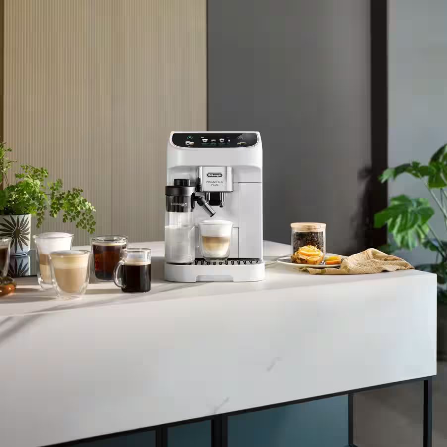 DE-LONGHI Magnifica Plus ECAM320.60.W automata kávéfőző kivehető tejtartállyal, fehér – 3. kép
