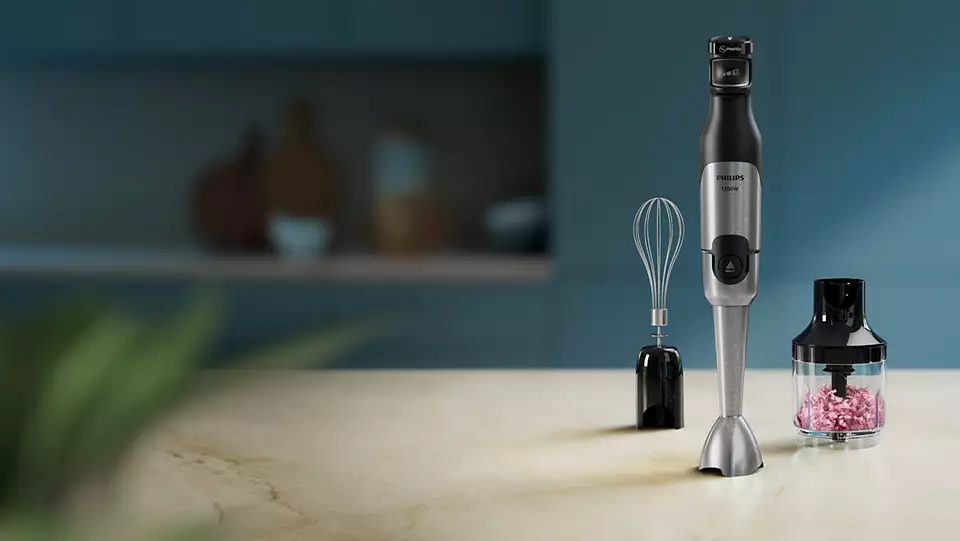 PHILIPS HR2683/00 1200 W-os fekete rúdmixer aprítóval és habverővel – 5. kép