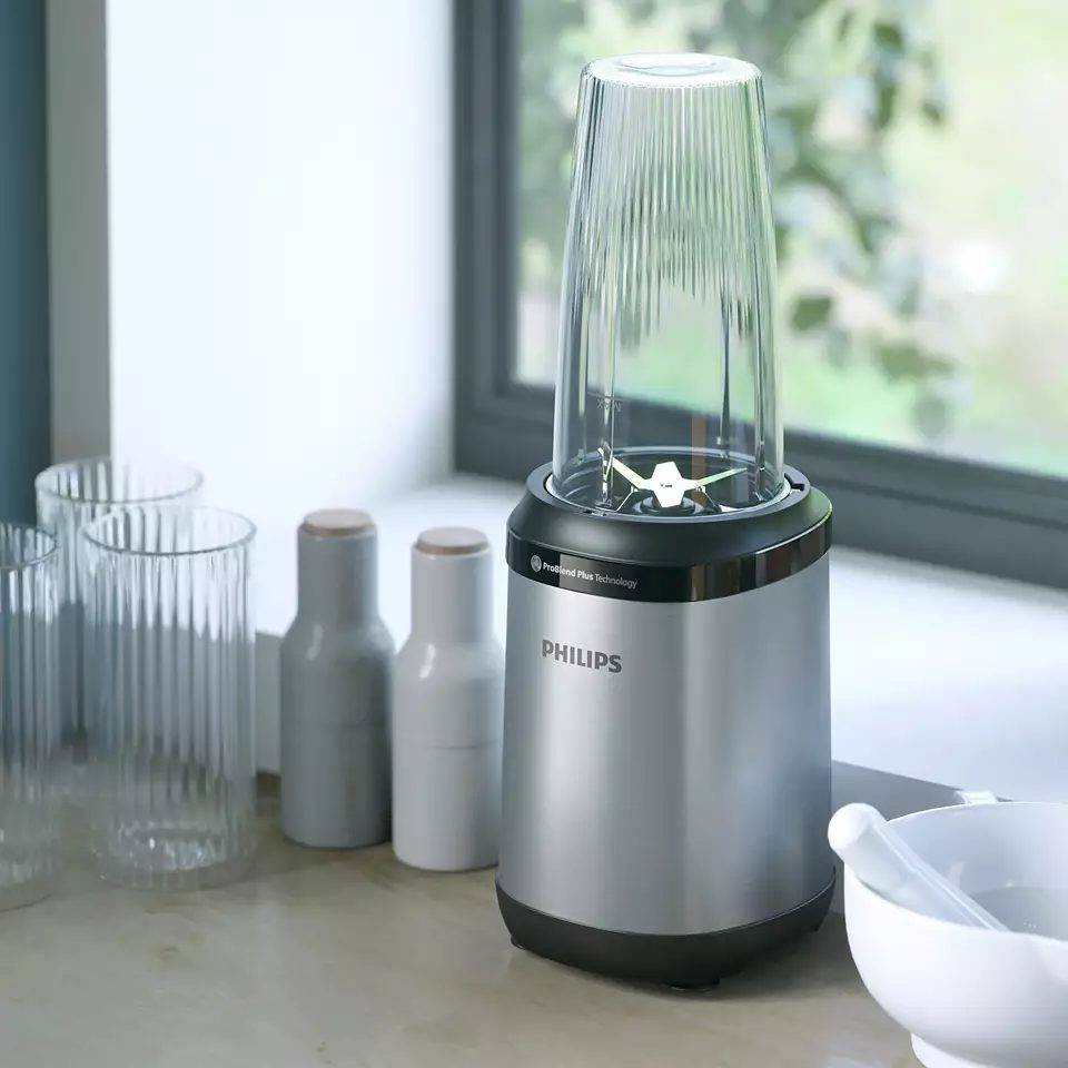 PHILIPS 5000 HR2764/00 800 W-os miniturmix 700 ml-es ivópohárral, szürke – 4. kép
