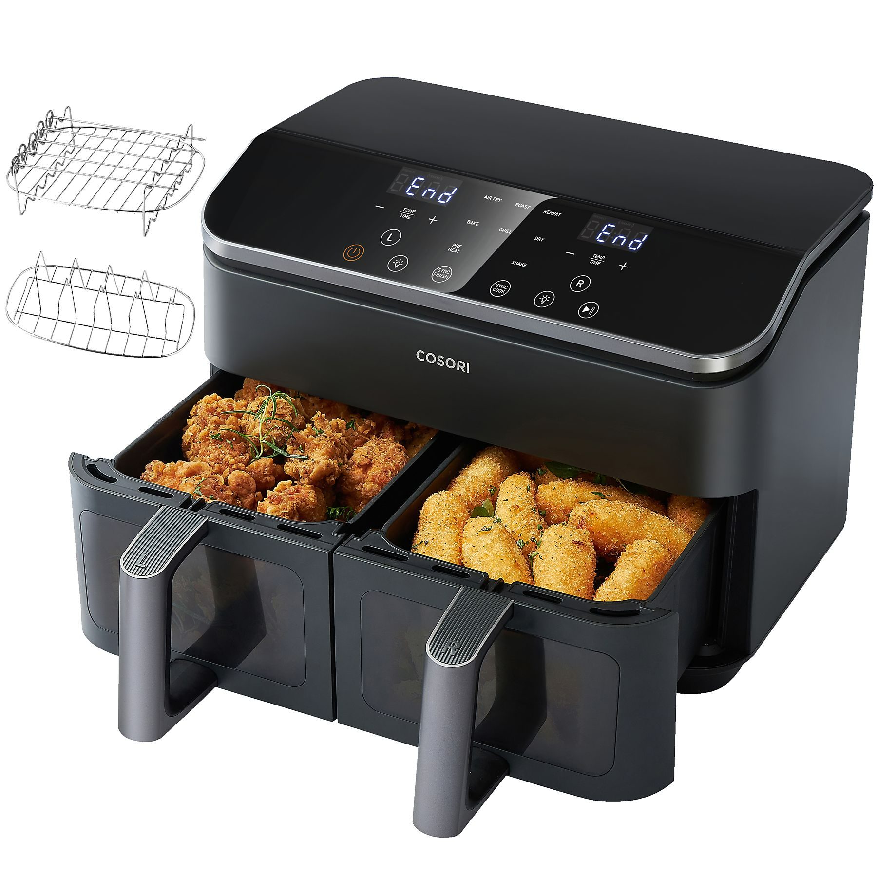 COSORI CAF-R901-AEU kétkosaras forrólevegős sütő, 8,5 l, fekete – 2. kép