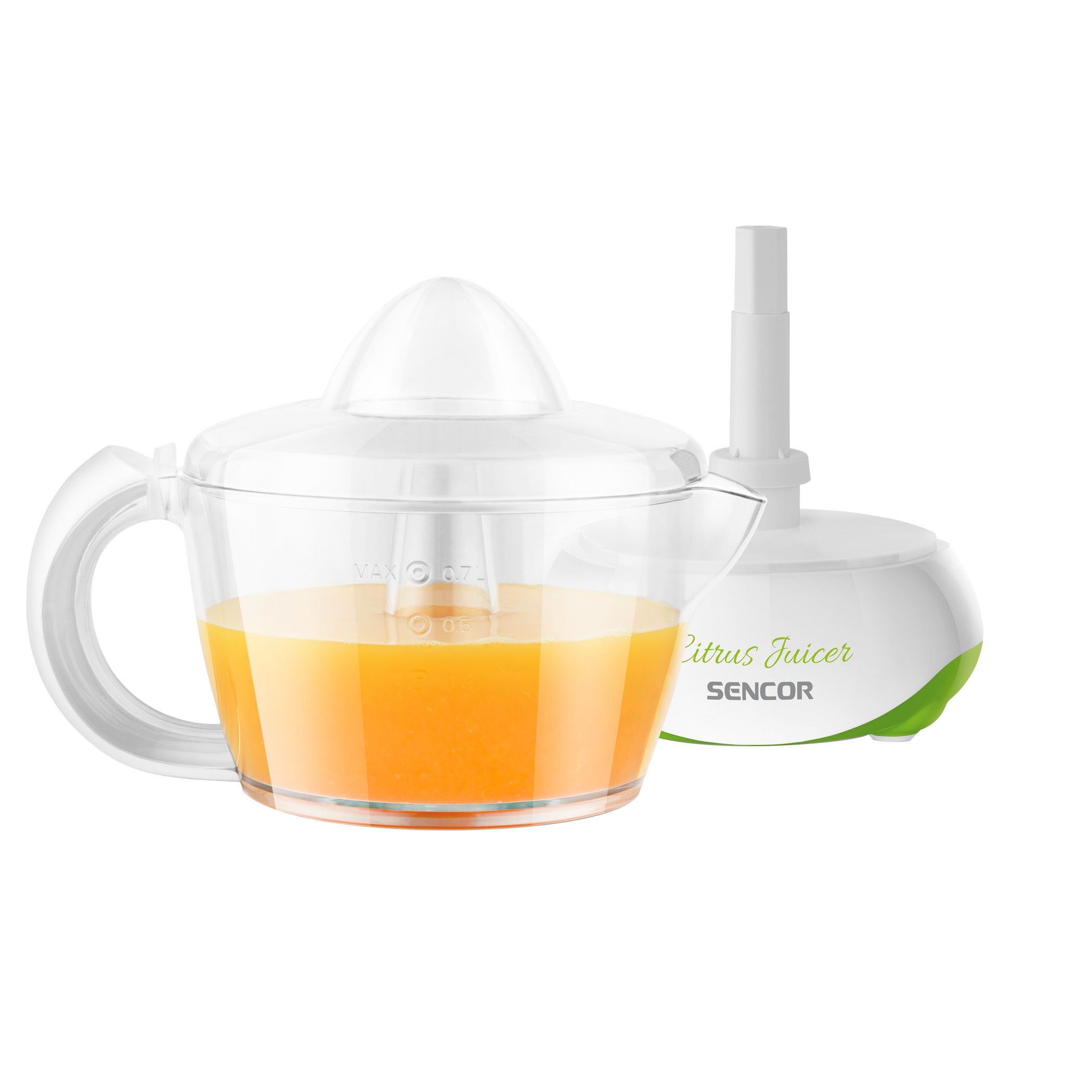 SENCOR SCJ 1051GR zöld citrusfacsaró két facsarókúppal, 0,7 l – 2. kép