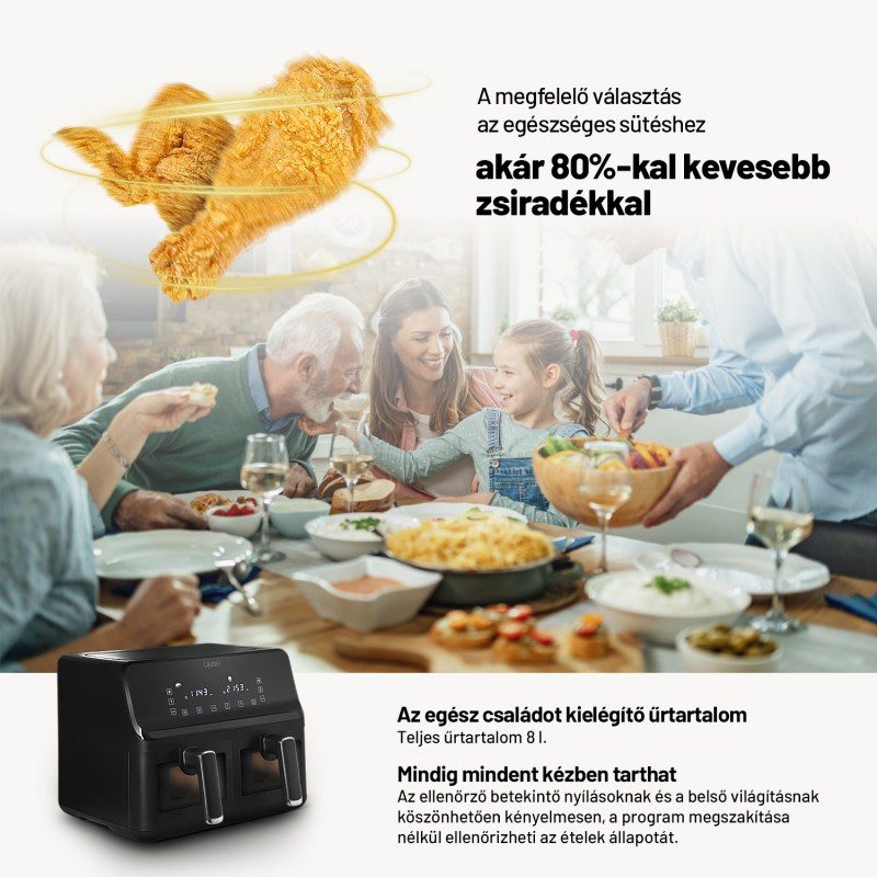 LAUBEN DualZone® Air Fryer 8000BC kétzónás forró levegős fritőz – 4. kép
