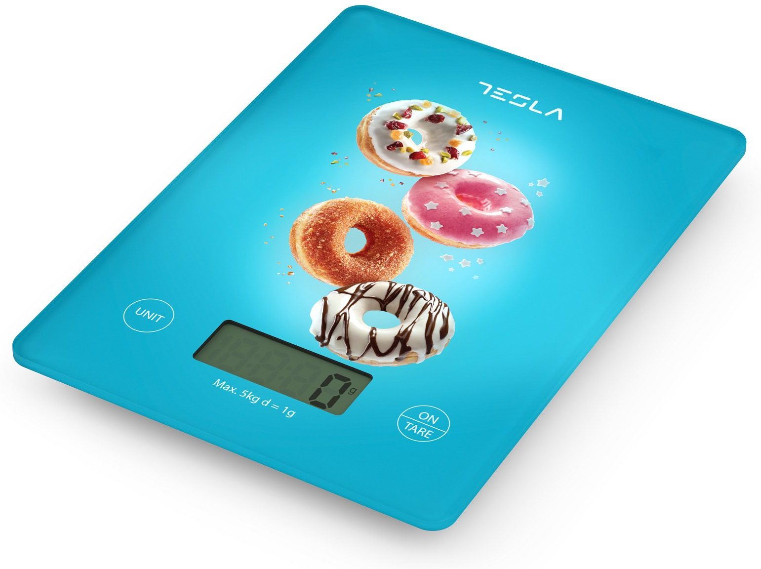 TESLA KS100BL kék digitális konyhai mérleg, 5 kg-os kapacitással – 3. kép