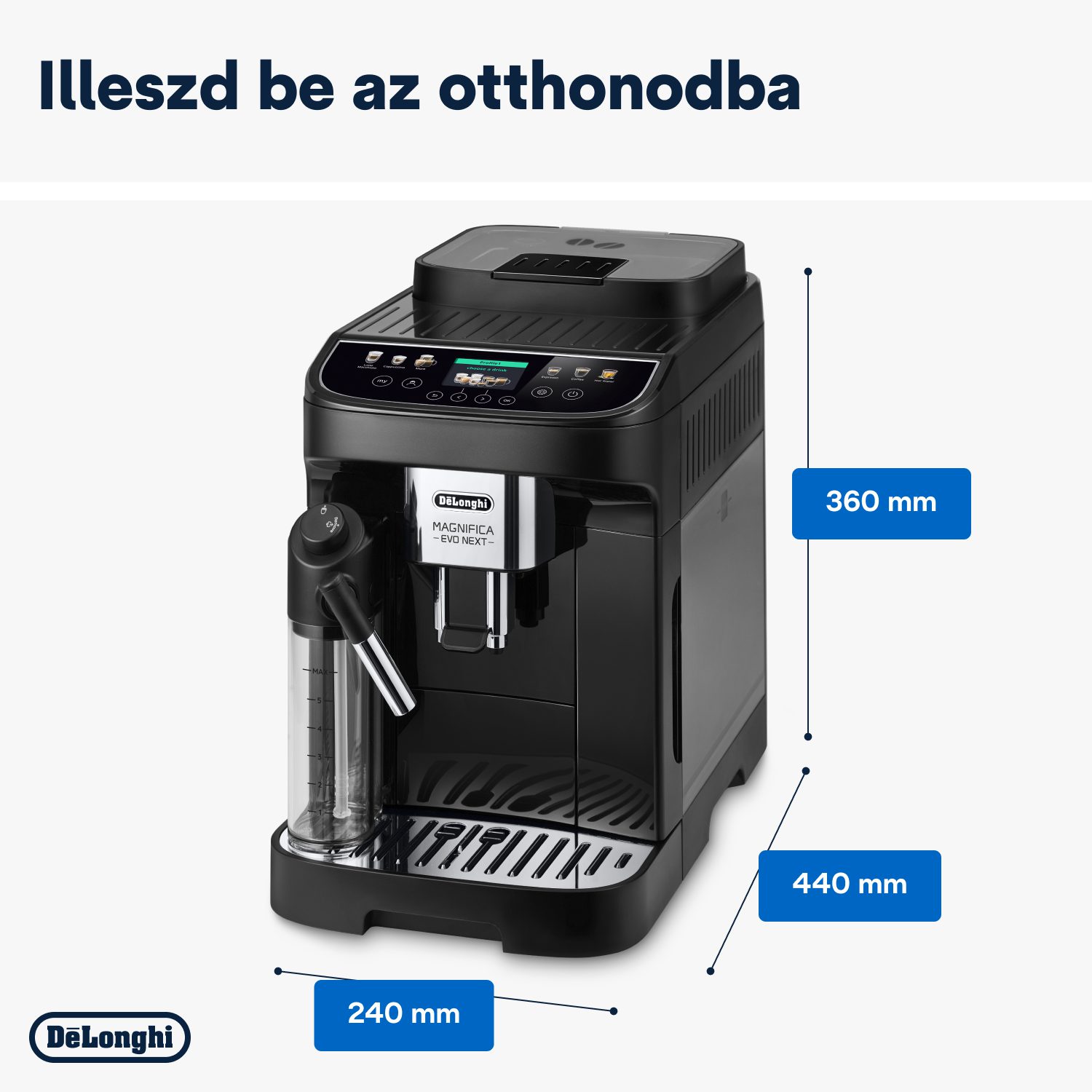 DE-LONGHI Magnifica Evo Next ECAM310.60.B automata kávéfőző LatteCrema tejrendszerrel, fekete – 9. kép