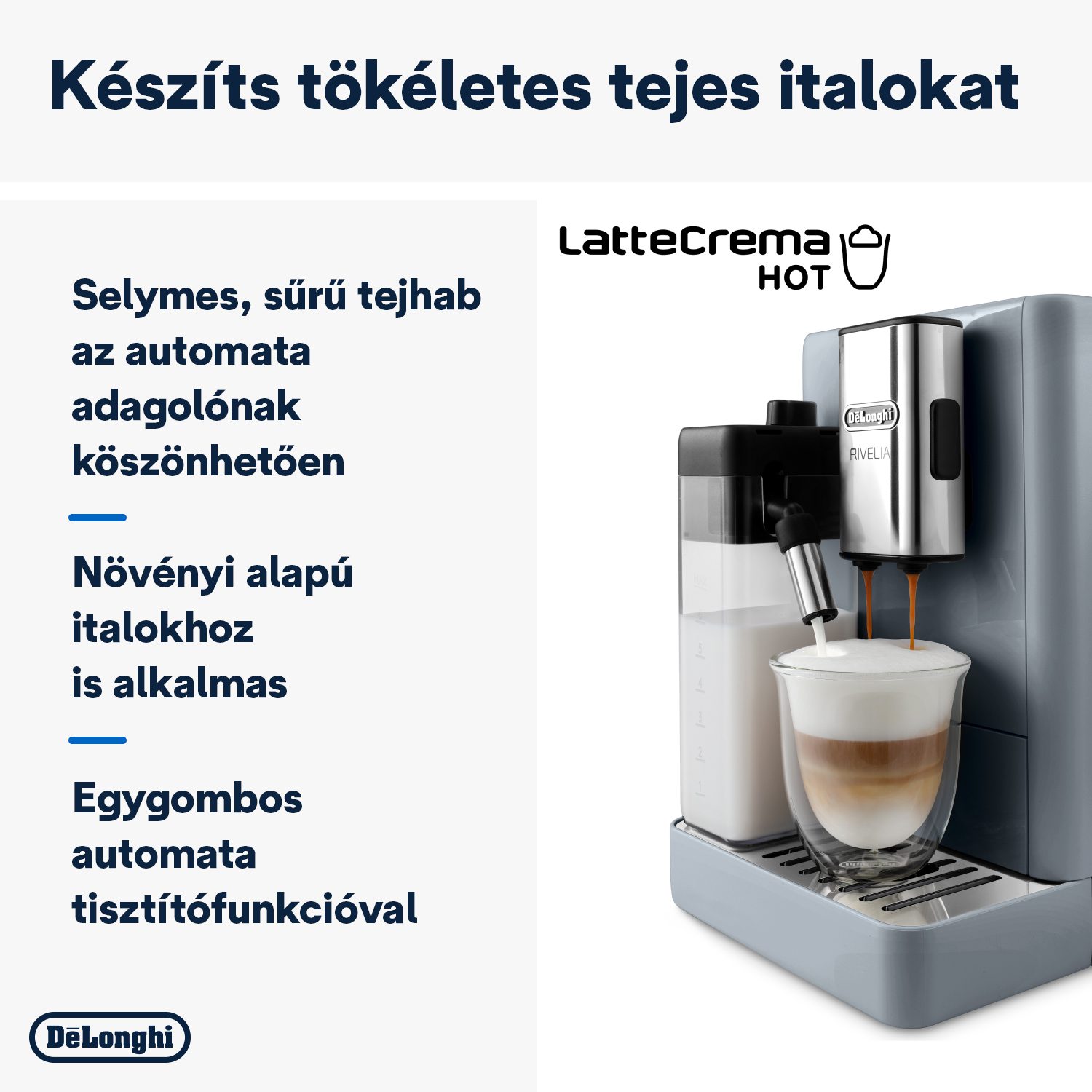 DE-LONGHI Rivelia EXAM440.55.G automata kávéfőző tejtartállyal, grafitszürke – 8. kép