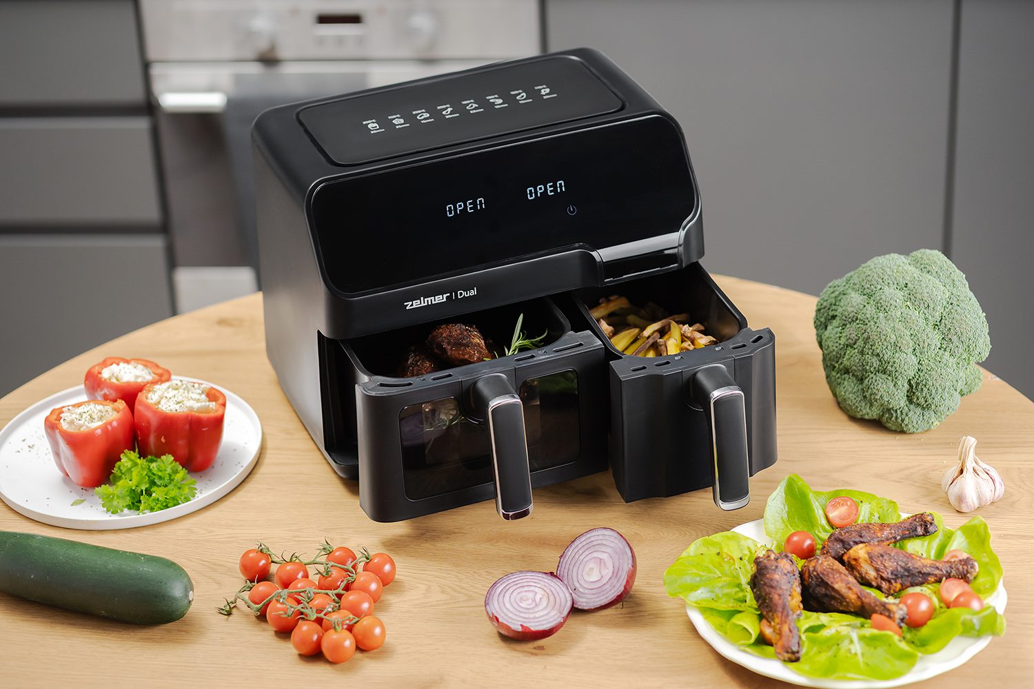 ZELMER ZAF9000 kétkosaras forrólevegős sütő, 9 l, 2700 W – 6. kép
