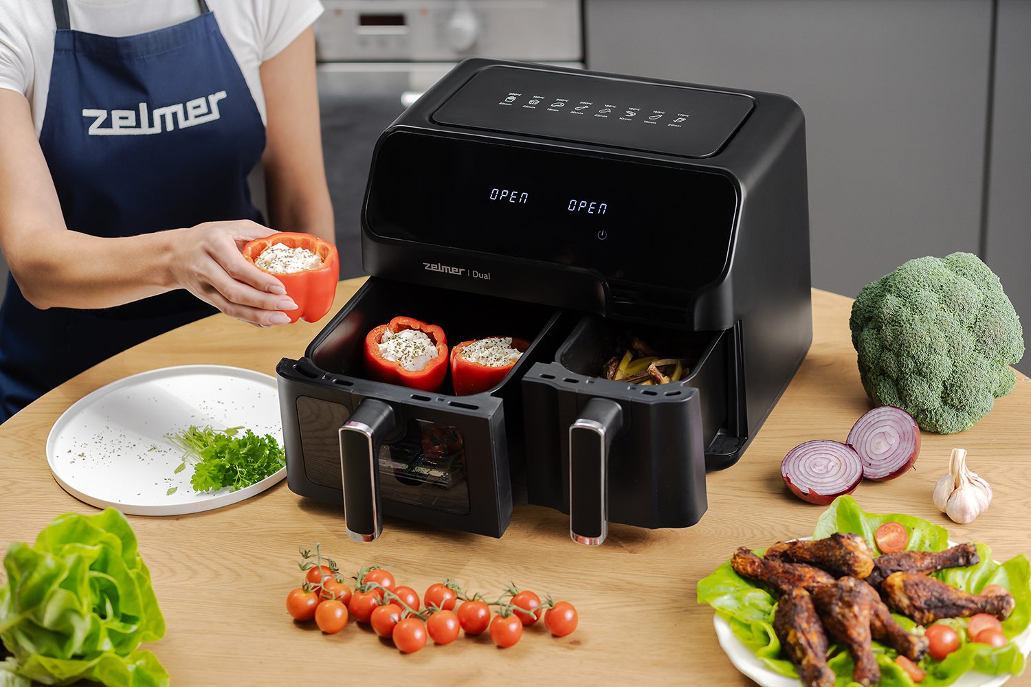 ZELMER ZAF9000 kétkosaras forrólevegős sütő, 9 l, 2700 W – 7. kép