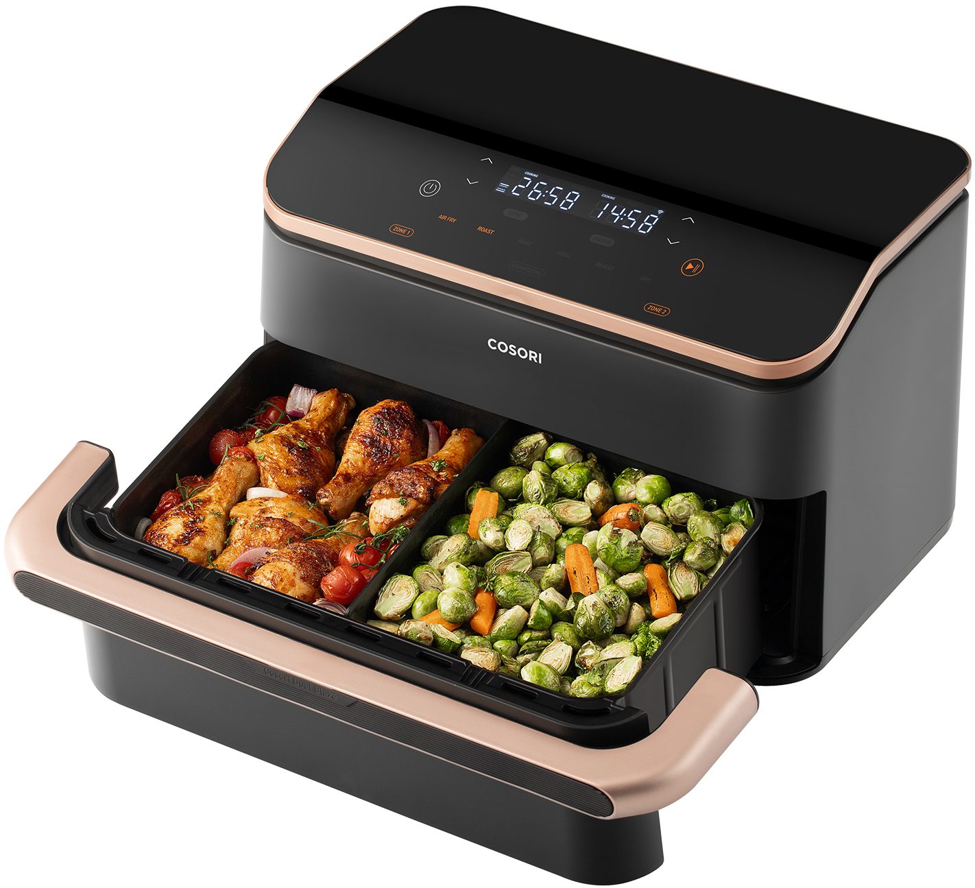 COSORI Dual Blaze TwinFry 10 literes, kétzónás forrólevegős sütő – 3. kép