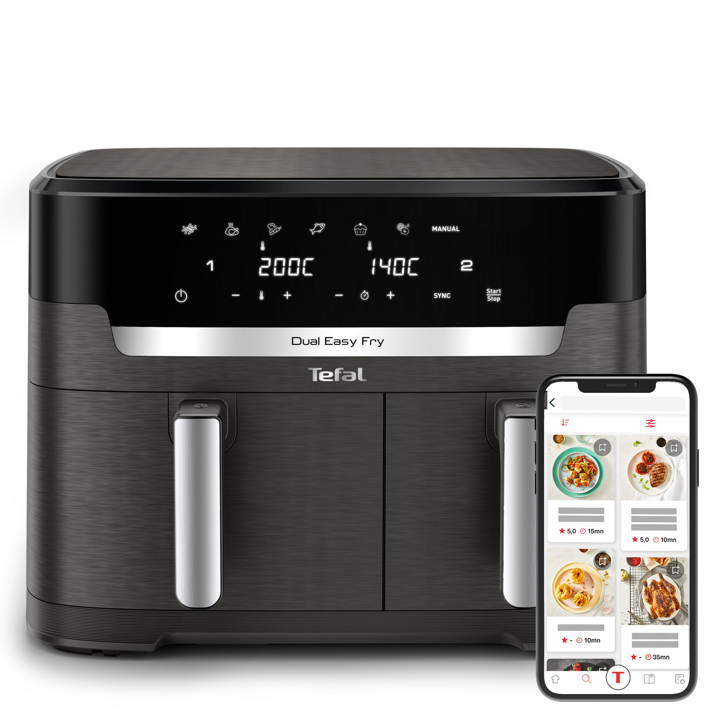 TEFAL EY942HE0 XXL Dual Easy Fry 11 literes, kétkosaras forrólevegős fritőz – 3. kép