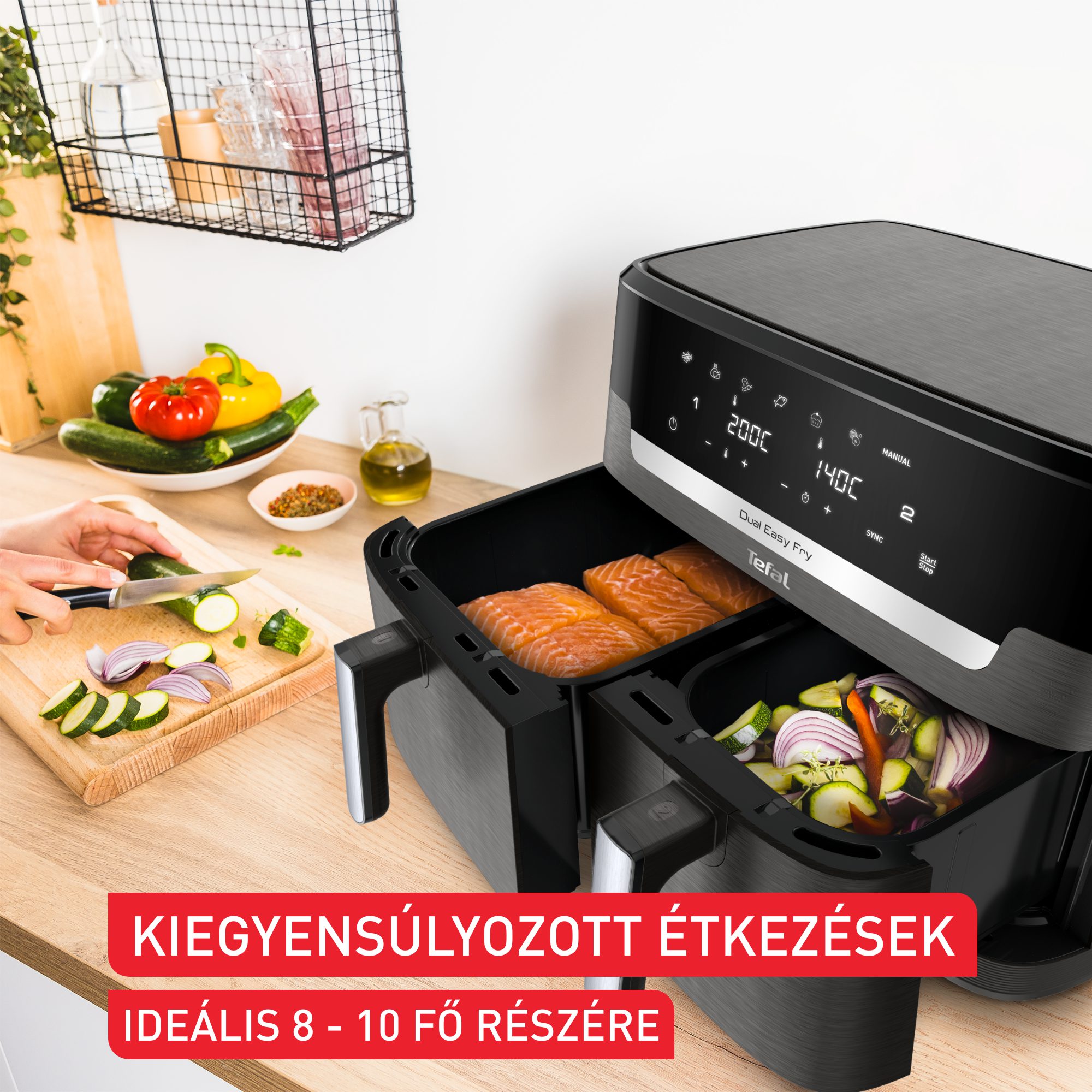 TEFAL EY942HE0 XXL Dual Easy Fry 11 literes, kétkosaras forrólevegős fritőz – 8. kép
