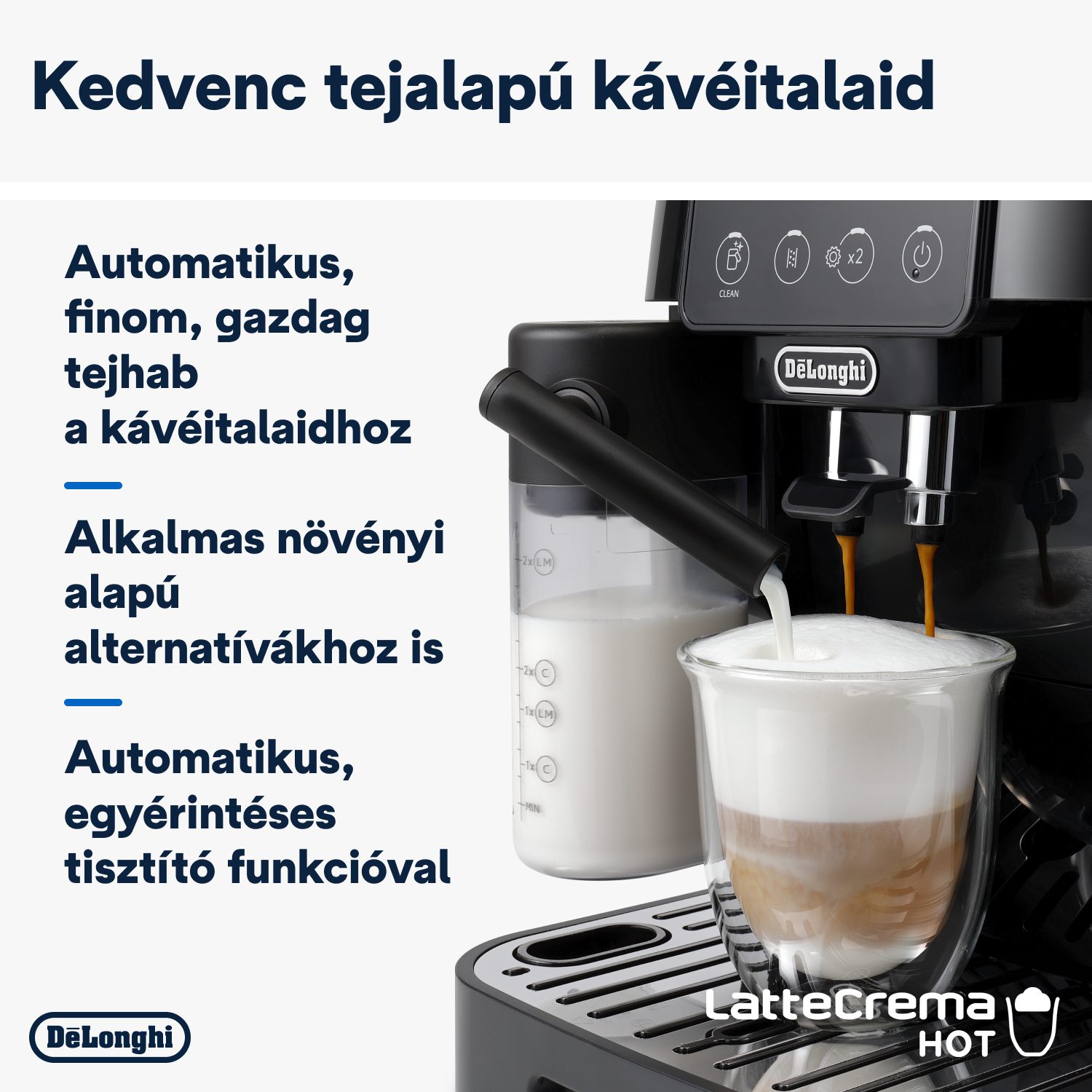DE-LONGHI Magnifica Start ECAM220.60.B automata kávéfőző tejtartállyal, fekete – 5. kép