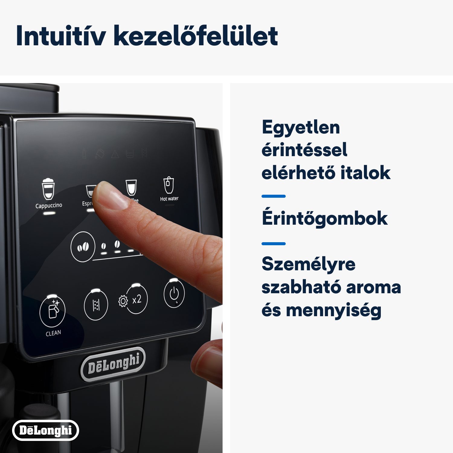 DE-LONGHI Magnifica Start ECAM220.60.B automata kávéfőző tejtartállyal, fekete – 6. kép
