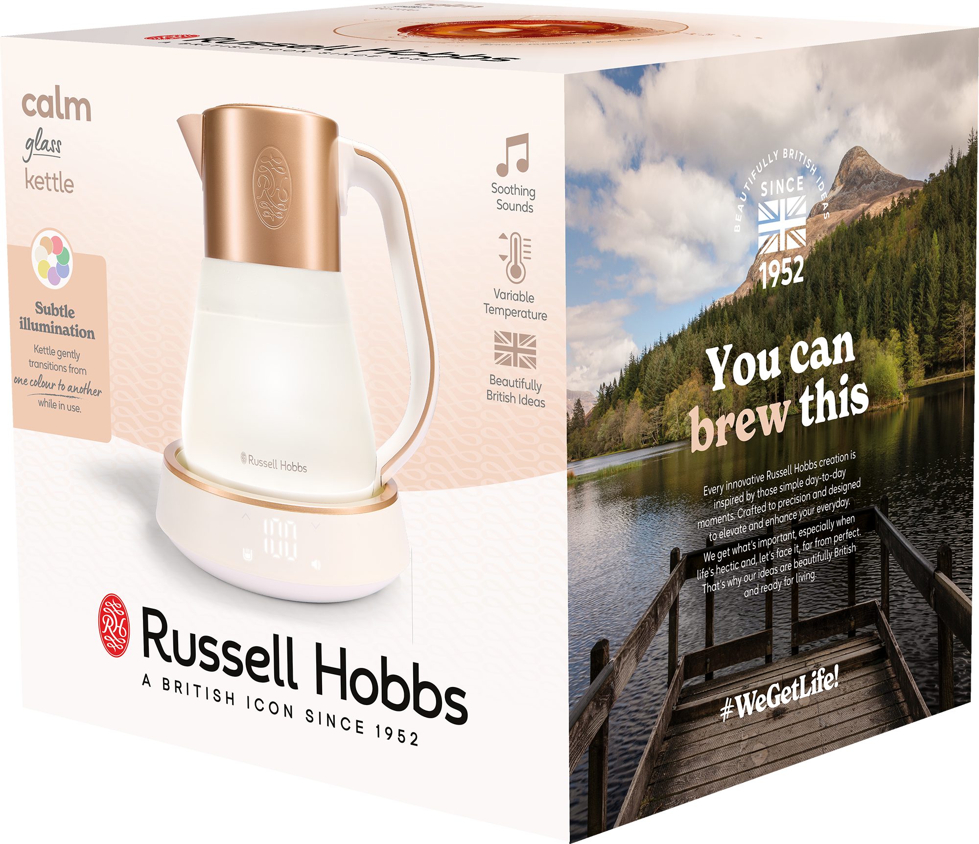 RUSSELL HOBBS 27450-70/RH Calm üveg vízforraló színváltó fénnyel és dallamokkal – 2. kép