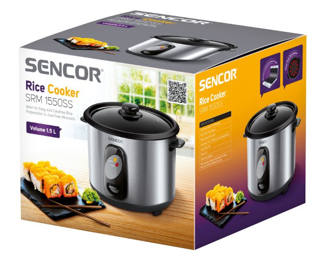 SENCOR SRM 1550SS automata rizsfőző 1,5 literes tapadásmentes edénnyel – 3. kép