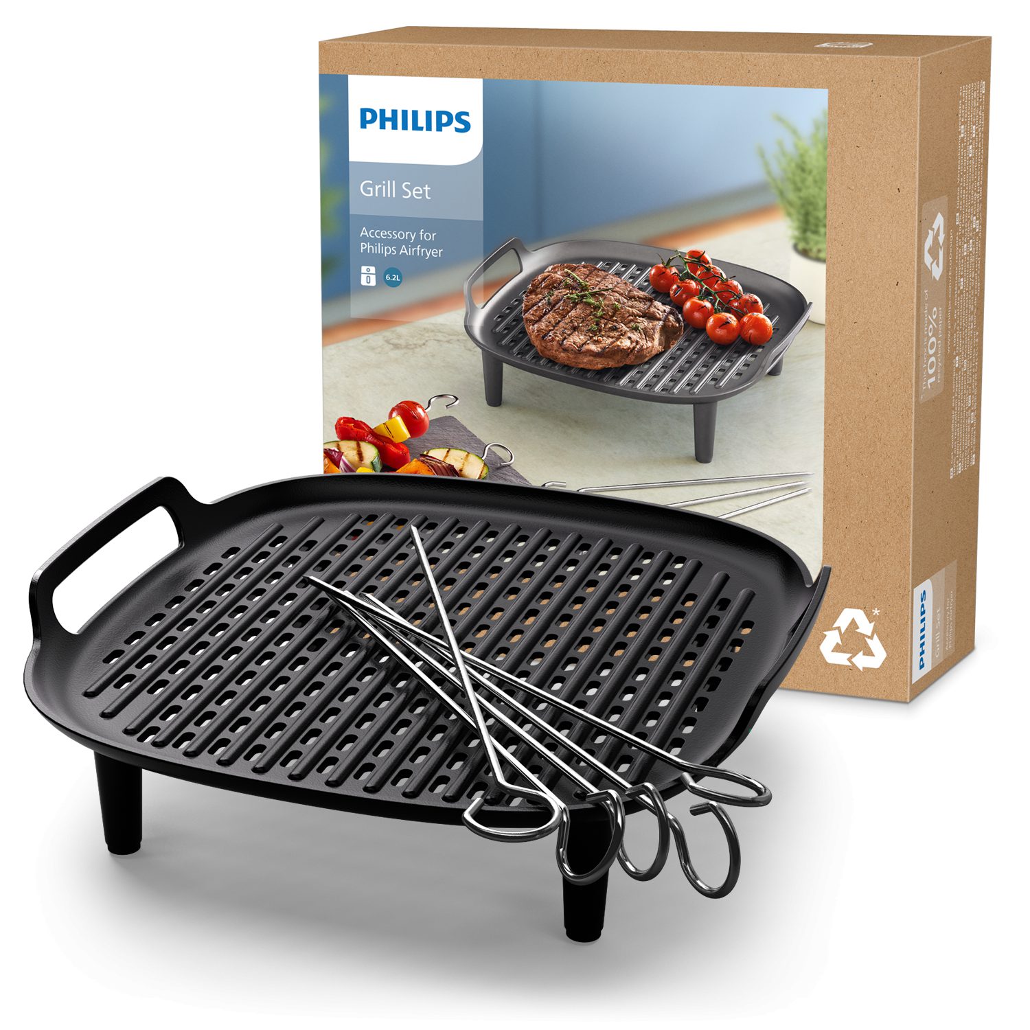 PHILIPS HD9946/00 fekete grillrács és nyársszett forrólevegős sütőkhöz – 5. kép